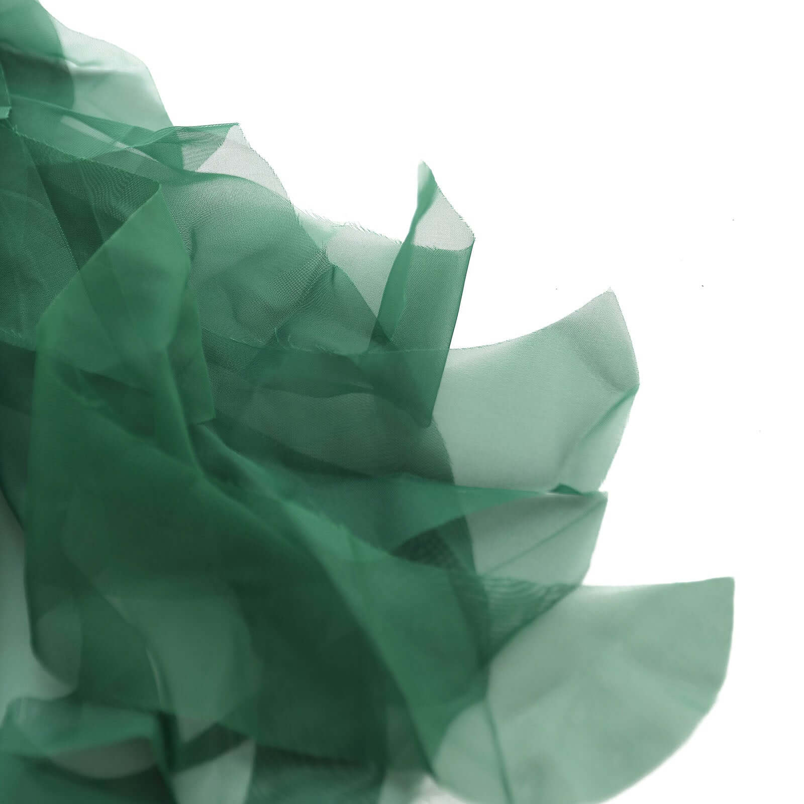 Hunter Emerald Green Chiffon Chair Sashes Set with Willow Ruffles - Elegant Party Decor