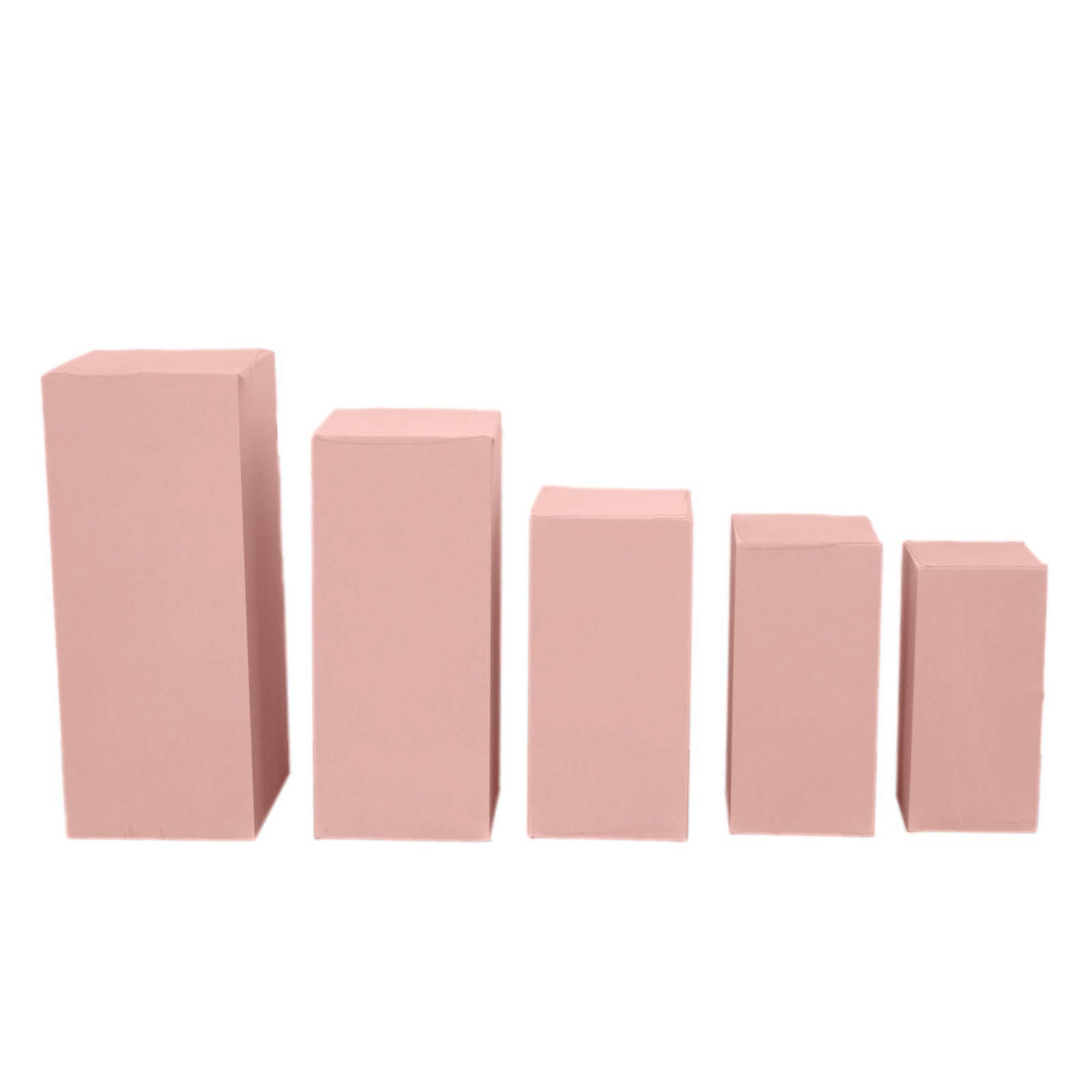 Set of 5 Stretchable Dusty Rose Spandex Rectangle Pedestal Stand Covers, 160 GSM