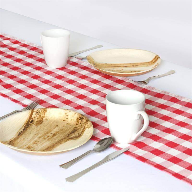 Hot Sale! 14x108 Polyester Table Runner in Red and White Gingham Plaid Design