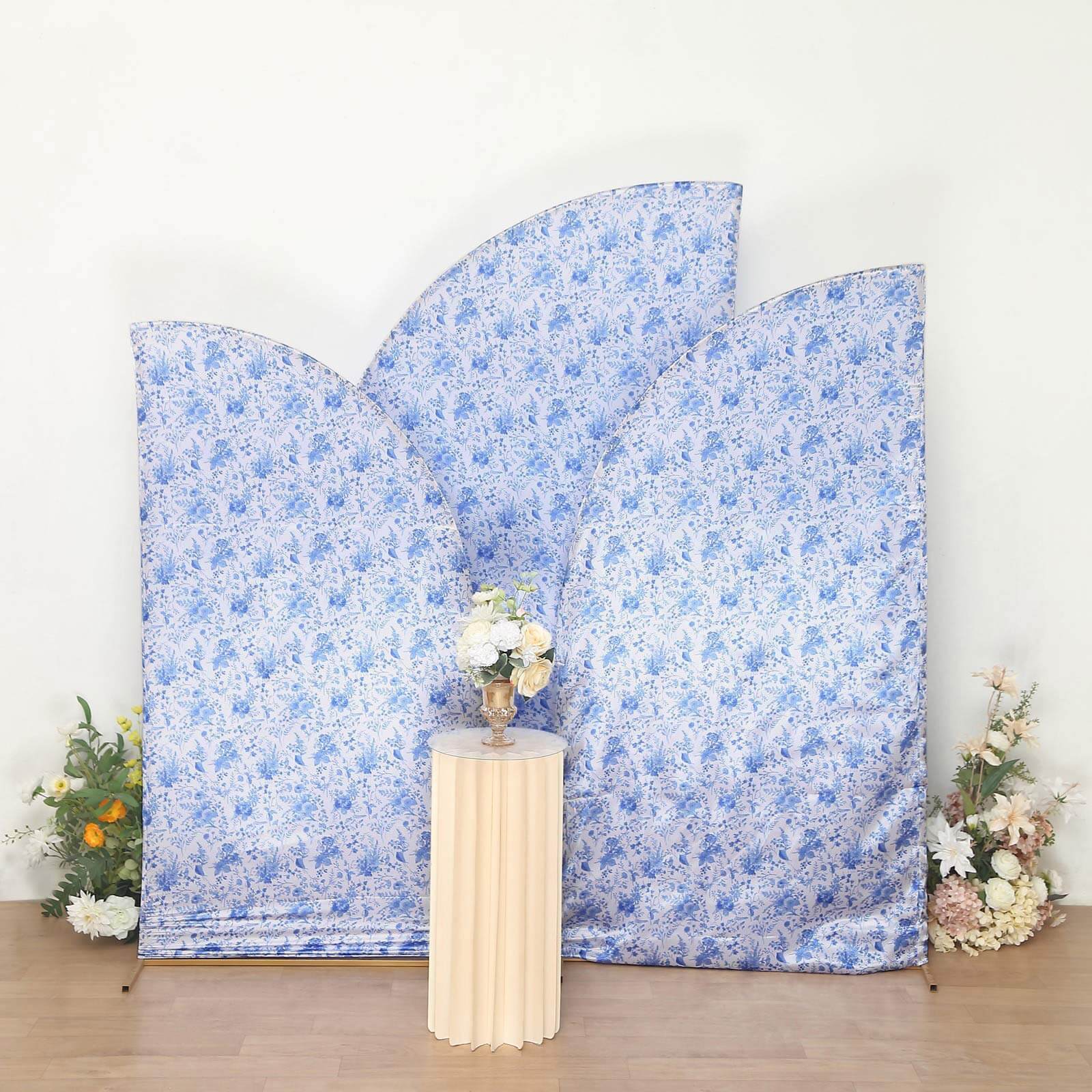 Hot Deal! Set of 3 Satin Wedding Arch Covers in French Toile Floral (5ft, 6ft, 7ft)