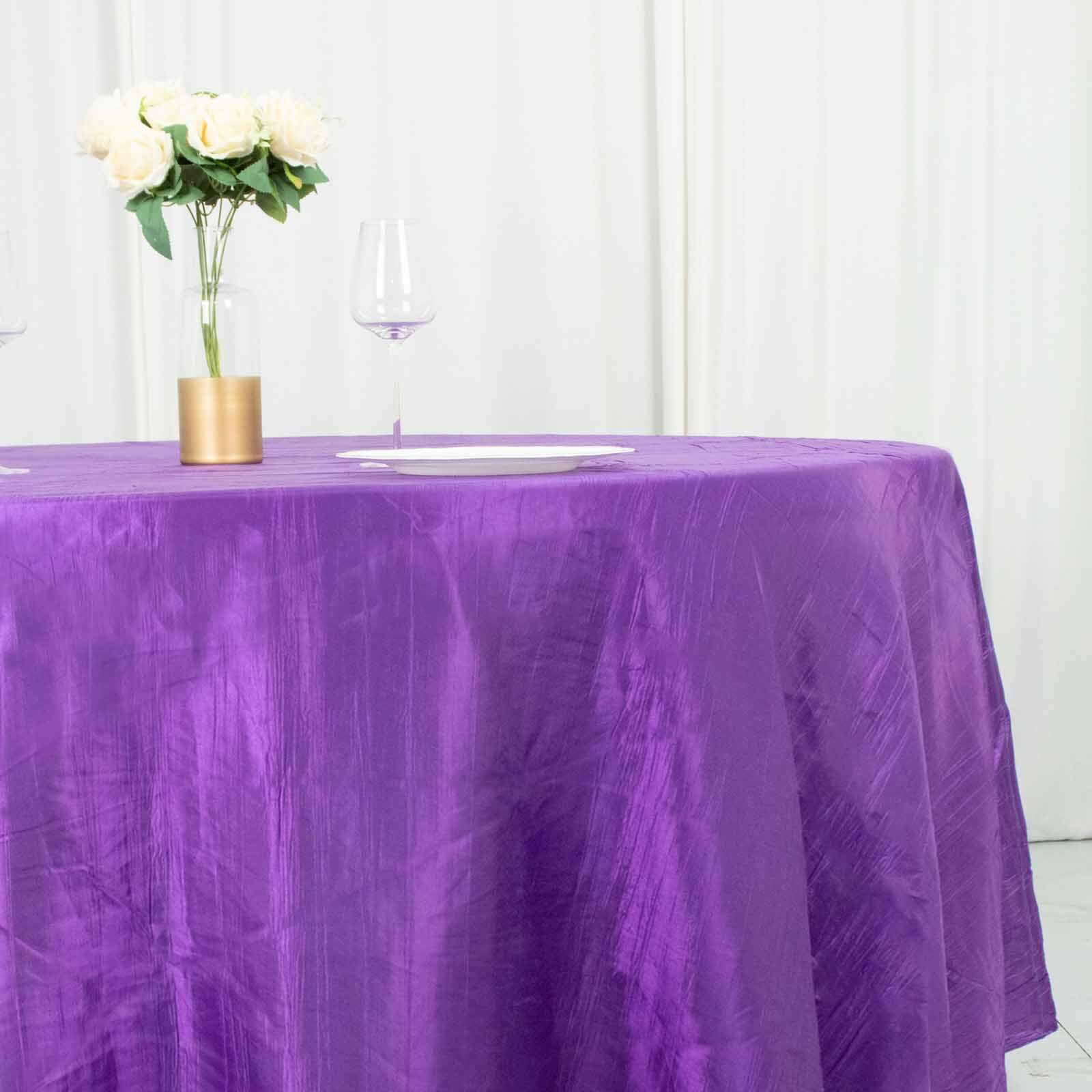 Premium Purple Seamless Accordion Crinkle Taffeta 120 Round Tablecloth for Weddings & Events