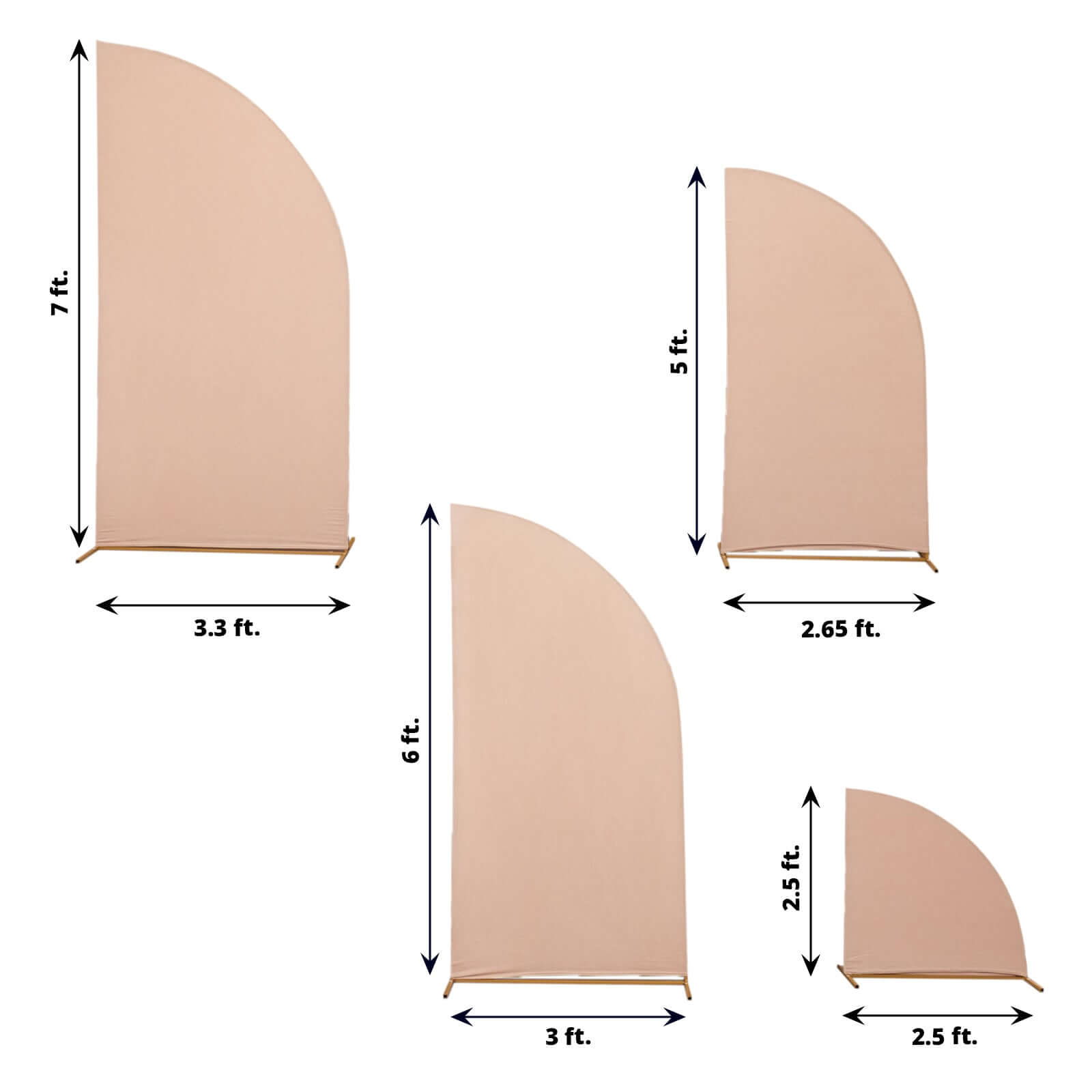 Exclusive Set of 4 Custom-Fitted Matte Nude Spandex Half Moon Wedding Arch Covers - Various Sizes