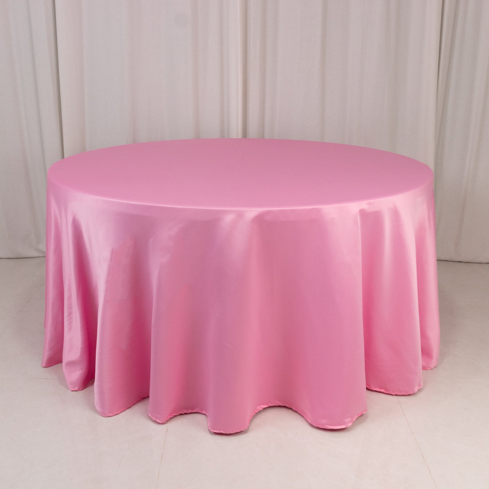Pink 120-Inch Seamless Lamour Satin Round Tablecloth with Soft Sheen