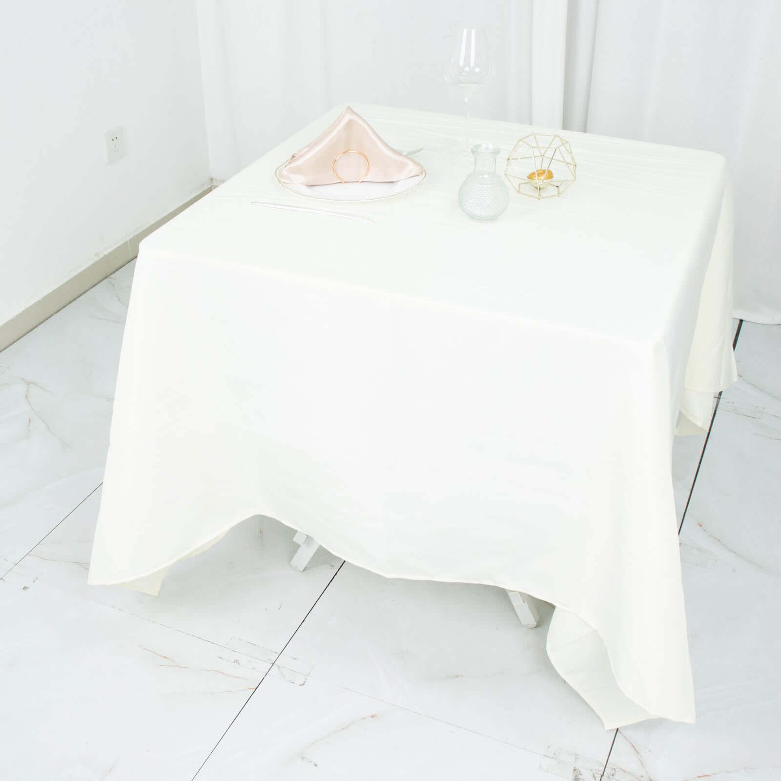 Ivory 70x70 Premium Polyester Wrinkle-Resistant Tablecloth 220GSM - Ideal for Events