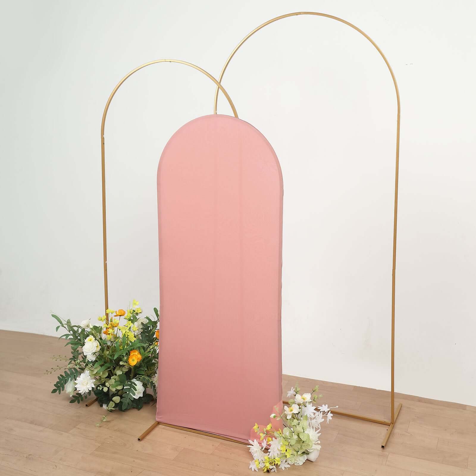 5ft Double - sided Matte Dusty Rose Spandex Fitted Cover for Round - top Wedding Arch