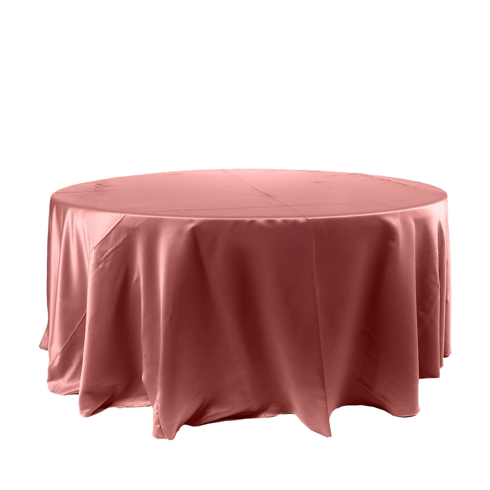 Hot Sale! Stylish Seamless 120-Inch Round Satin Tablecloth in Cinnamon Rose Color