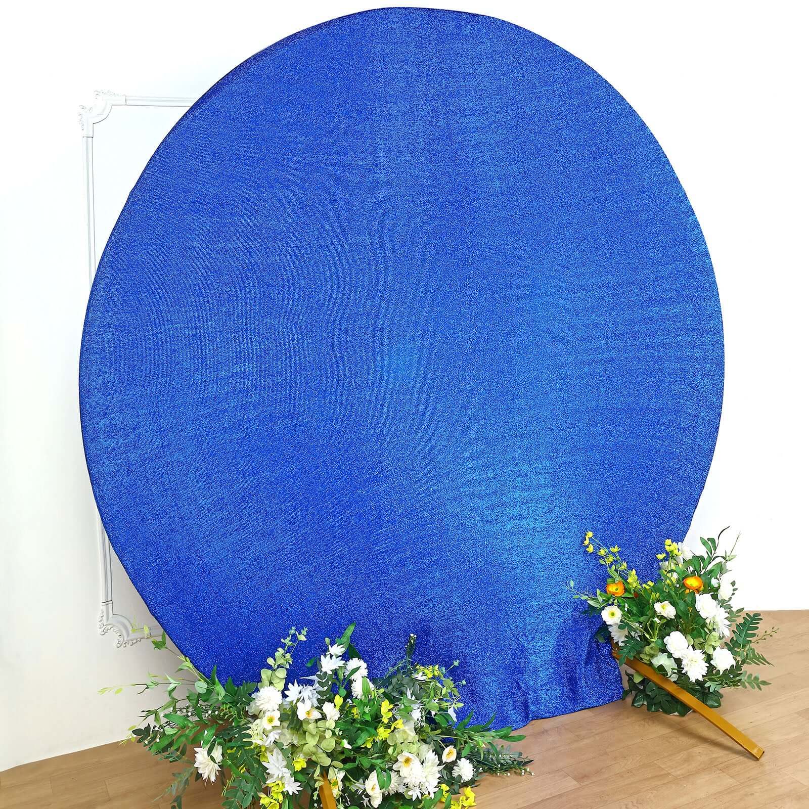 7.5ft Royal Blue Metallic Shimmer Tinsel Spandex Double-Sided Wedding Arch Cover - Ideal Photo Backdrop