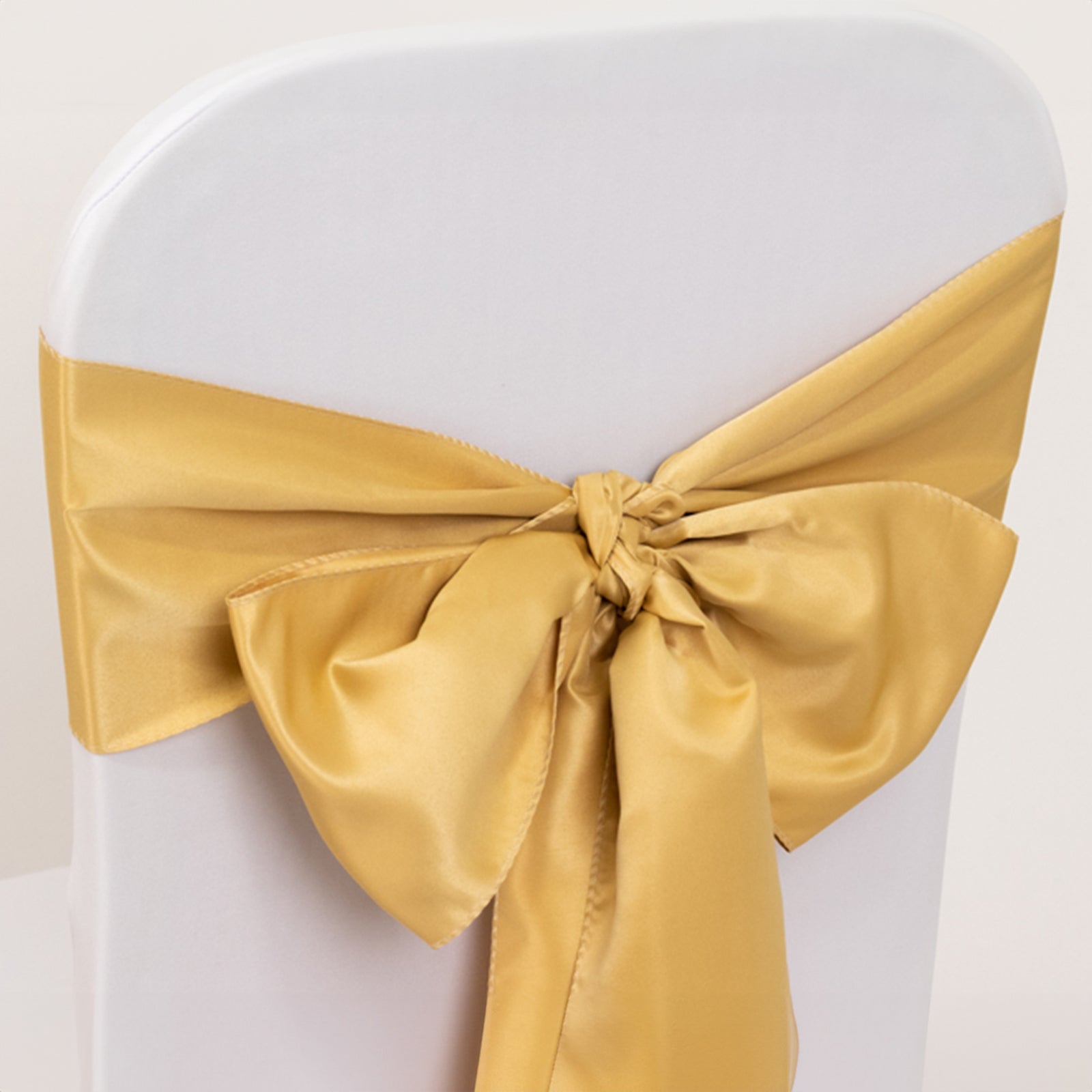 5-Pack Lamour Satin Chair Sashes in Champagne - High-Quality Reusable Decor for Events