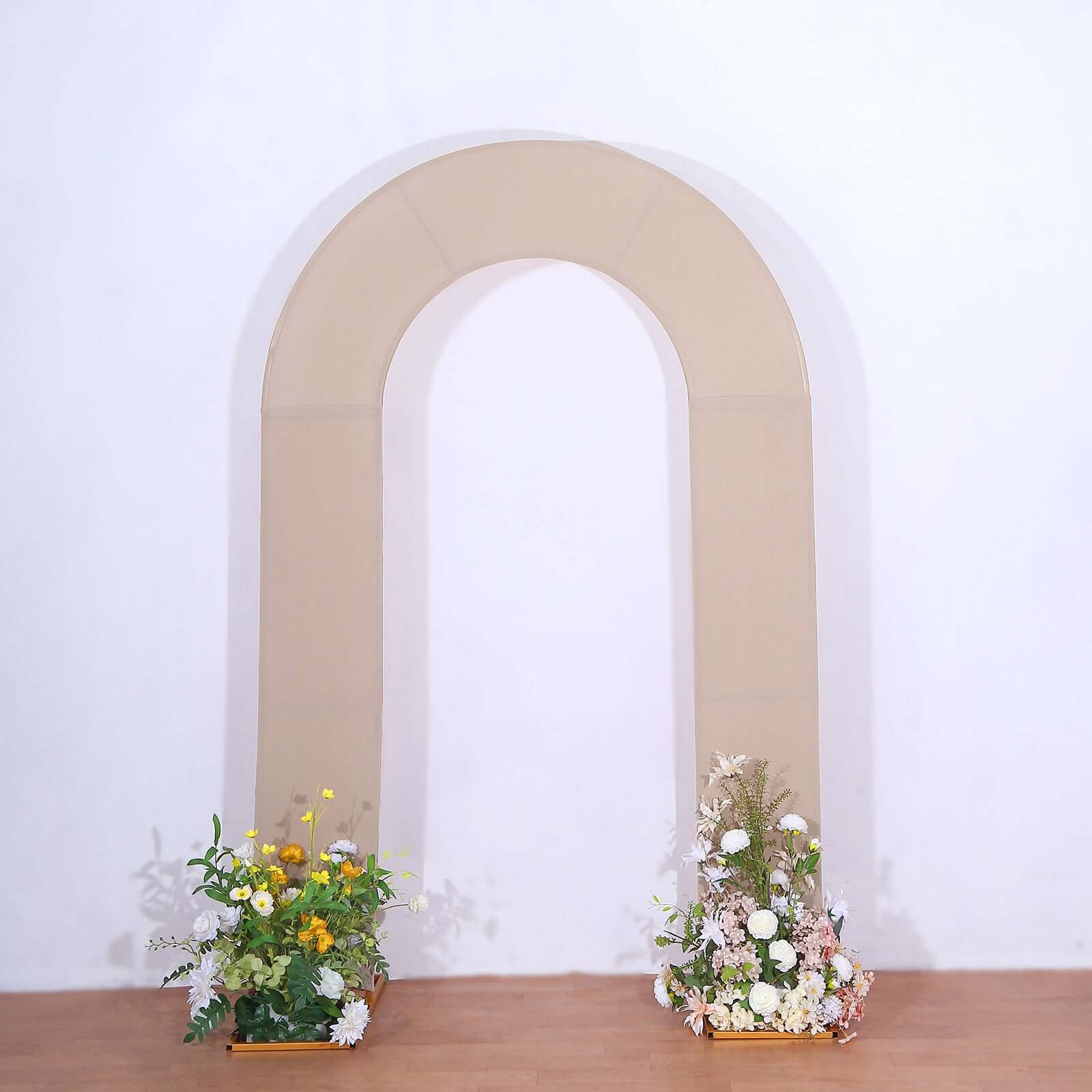 Hot! 8ft Nude Spandex U-Shaped Wedding Arch Cover, Double-Sided Slipcover