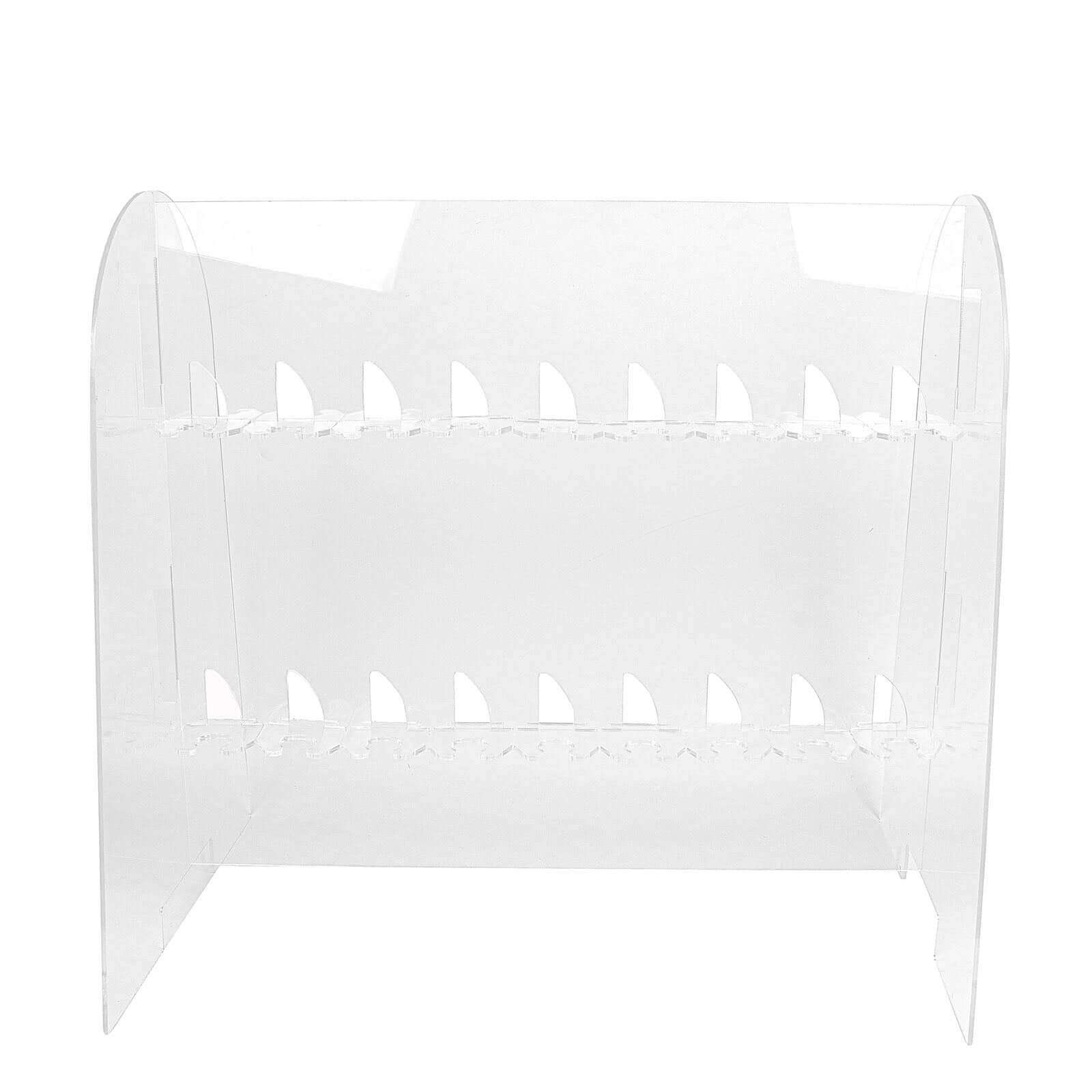 Clear 2-Tier Acrylic Champagne Glass Holder Display Stand - Ideal for Events & DIY Bars, 18 Hooks Included