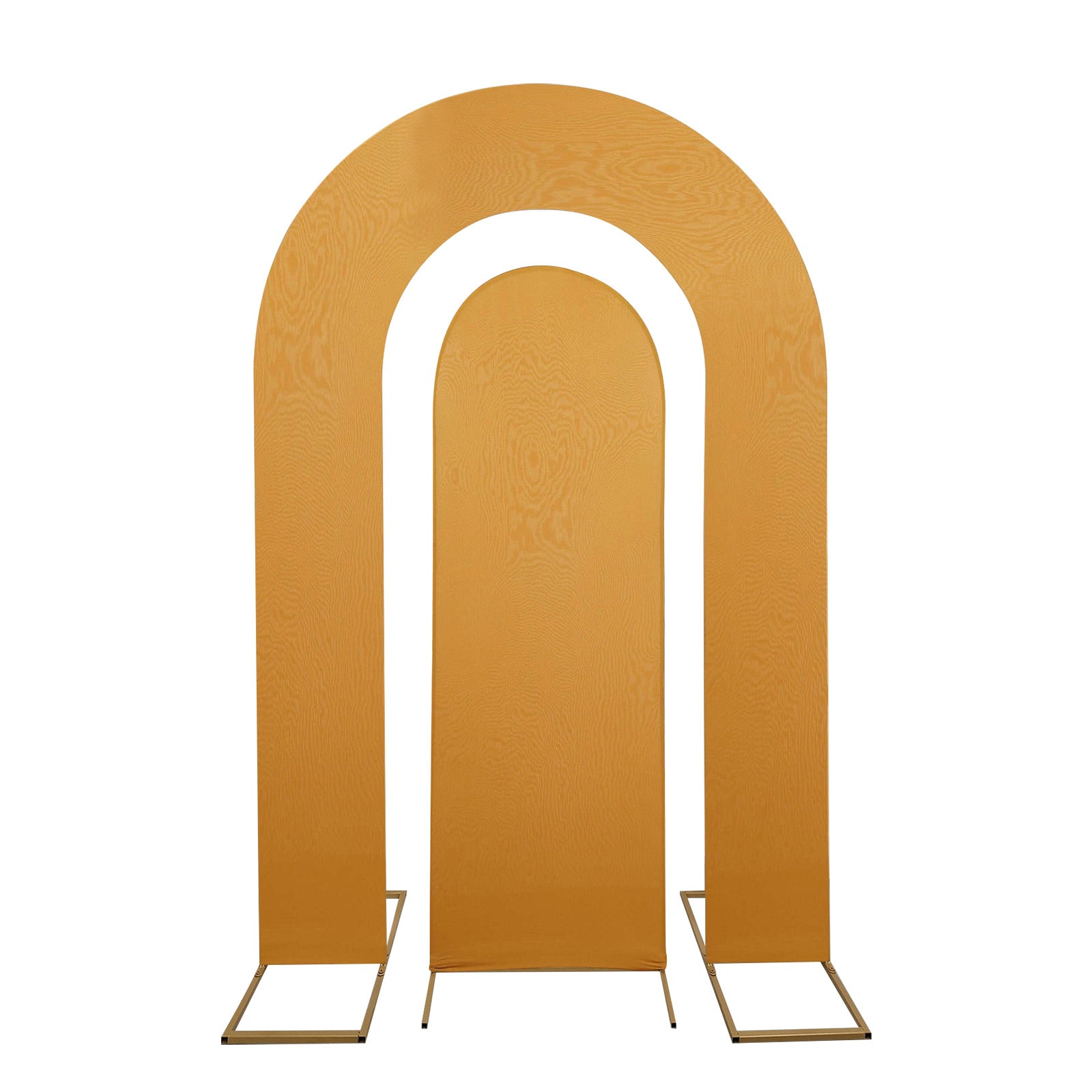 2-Piece Gold Spandex Fitted Covers for 6ft and 8ft Round Top & Double Arch Wedding Backdrops