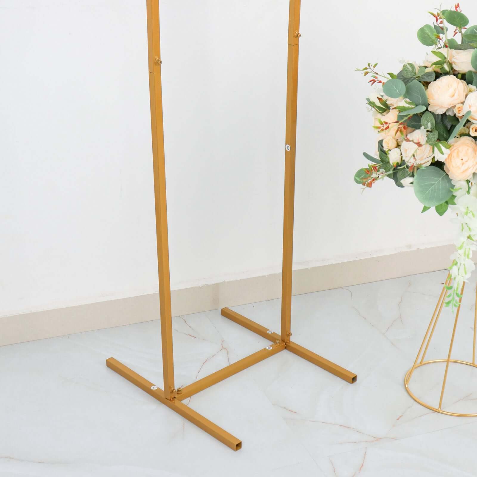 Discount! 4.5ft Slim Gold Metal Rectangular Wedding Arch Backdrop Stand for Floral Display