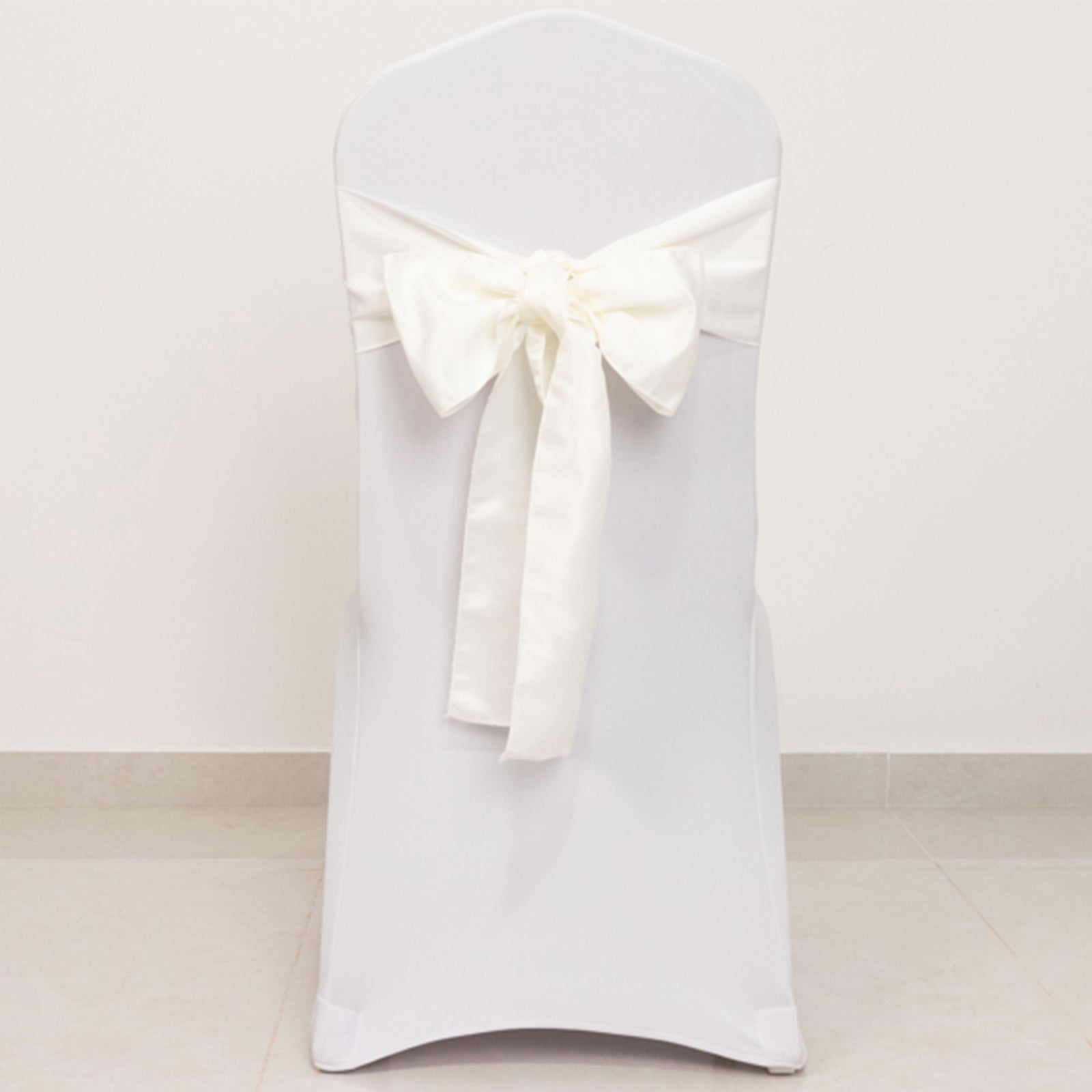 Ivory 6x106 Lamour Satin Chair Sashes - Set of 5, Stylish Reusable Decor