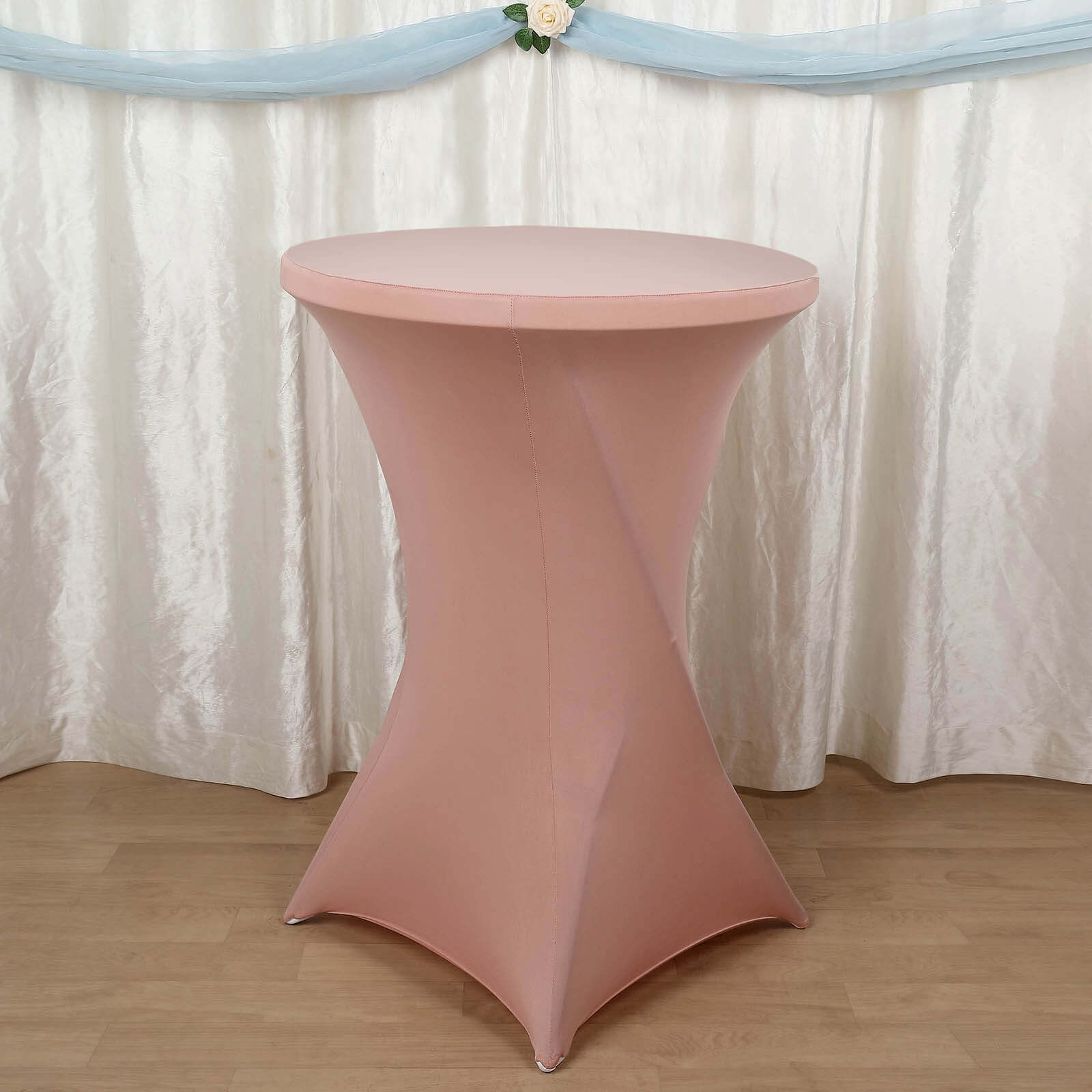Stretchable Dusty Rose Spandex Cocktail Table Cover for 24 - 32 Dia Tables