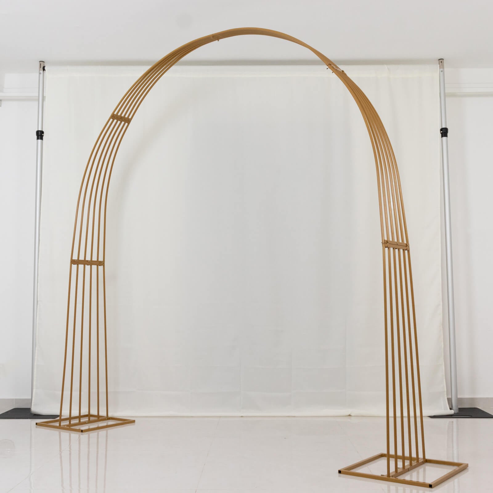 8ft Heavy-Duty Gold Metal Dome Wedding Arch with 3D Design - Ideal for Special Occasions
