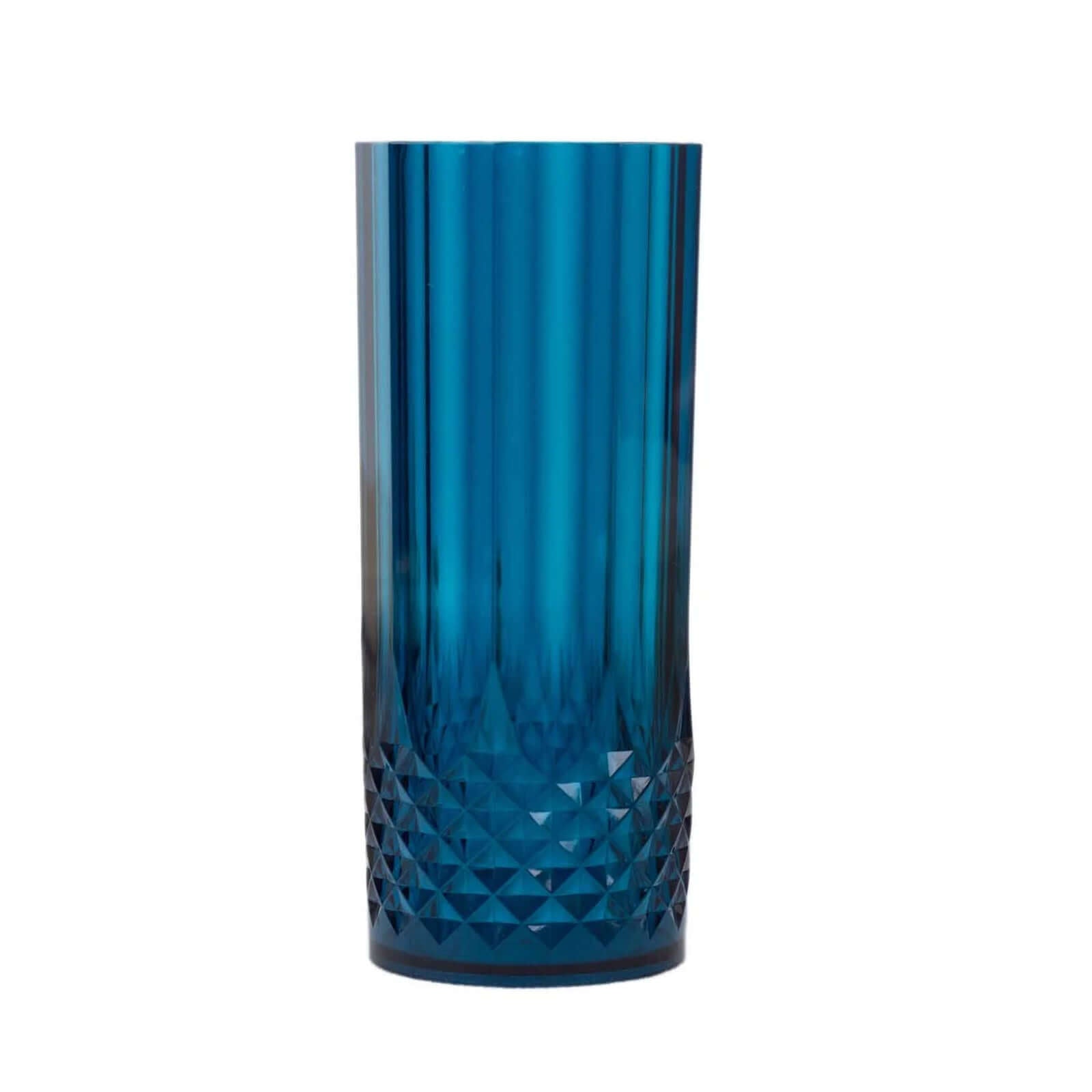 Hot Deal! 6-Pack Shatterproof 14oz Navy Blue Plastic Cocktail Tumblers with Crystal Cut Style