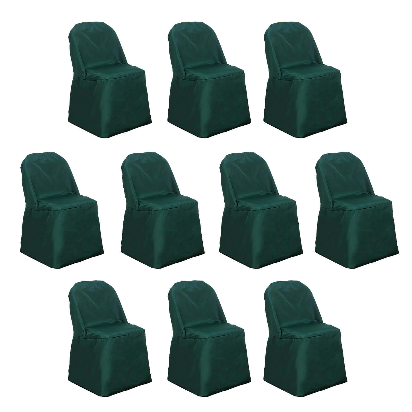 Hot Deal! 10-Piece Polyester Slip-On Chair Covers in Hunter Emerald Green, Wrinkle & Stain Resistant