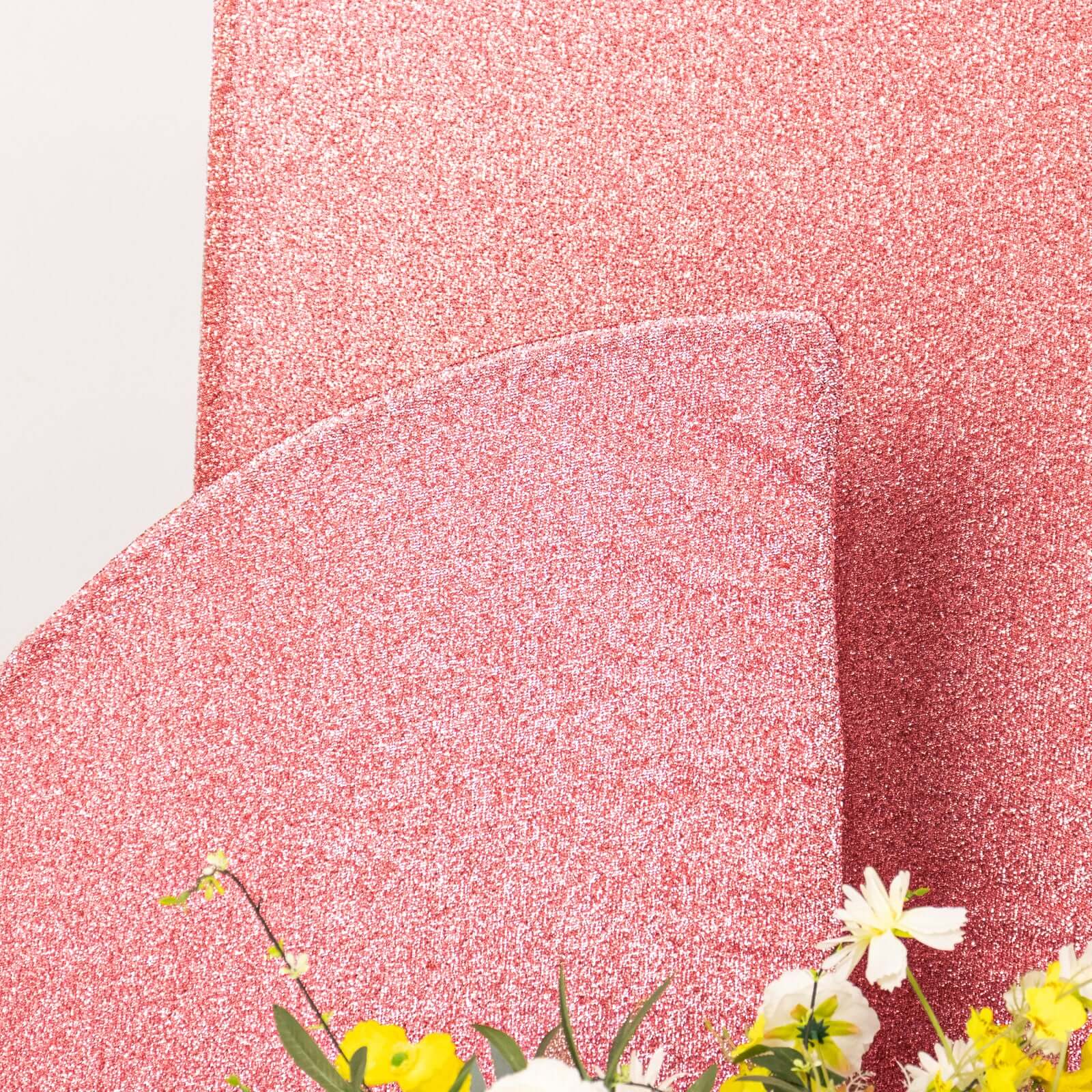 4-Piece Rose Gold Chiara Wedding Arch Covers in Shimmer Tinsel, for 2.5ft - 7ft Half Moon Stands