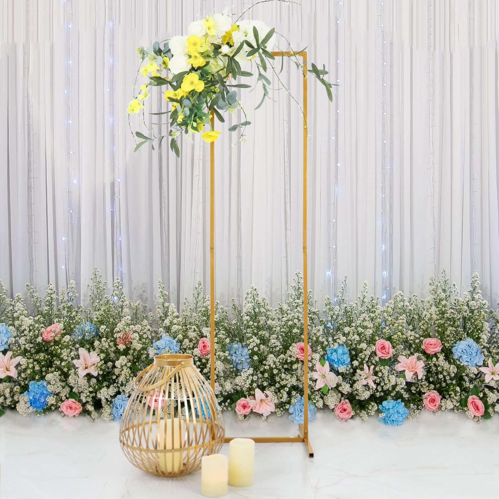 Discount! 4.5ft Slim Gold Metal Rectangular Wedding Arch Backdrop Stand for Floral Display