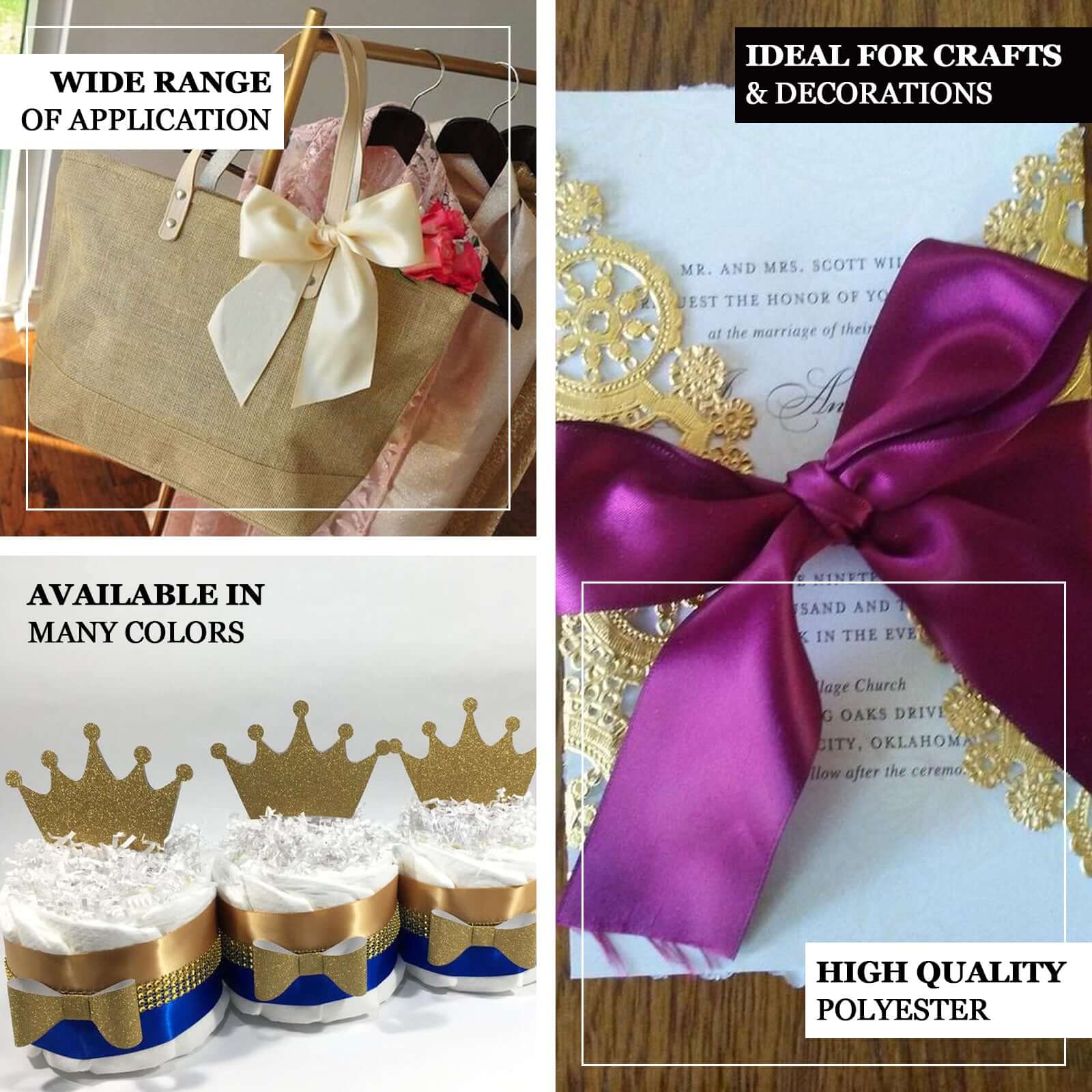 1.5-Inch Wide 50-Yard Red Single-Face High-Quality Decorative Satin Ribbon