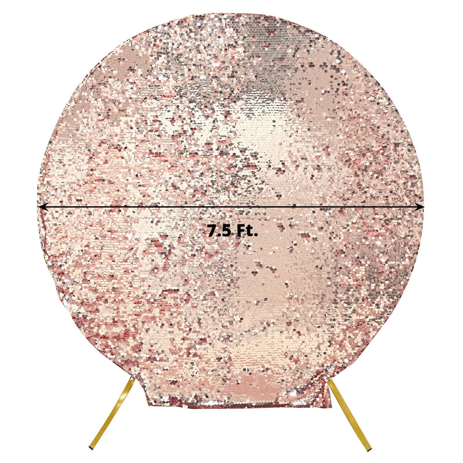 Sparkly 7.5ft Rose Gold Double-Sided Payette Sequin Wedding Arbor Cover - Perfect for Big Events