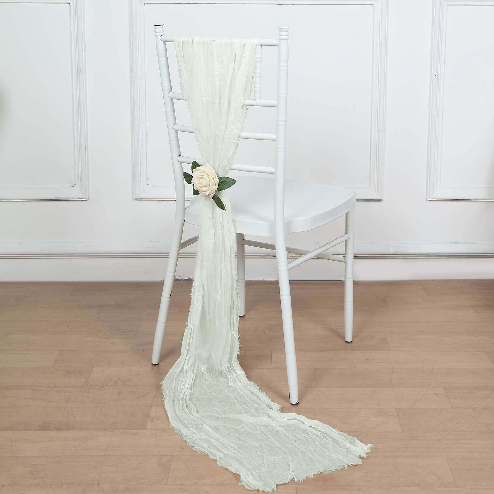 Special Offer! 5-Piece Ivory Cheesecloth Gauze Chair Sashes for Boho Weddings & Gatherings