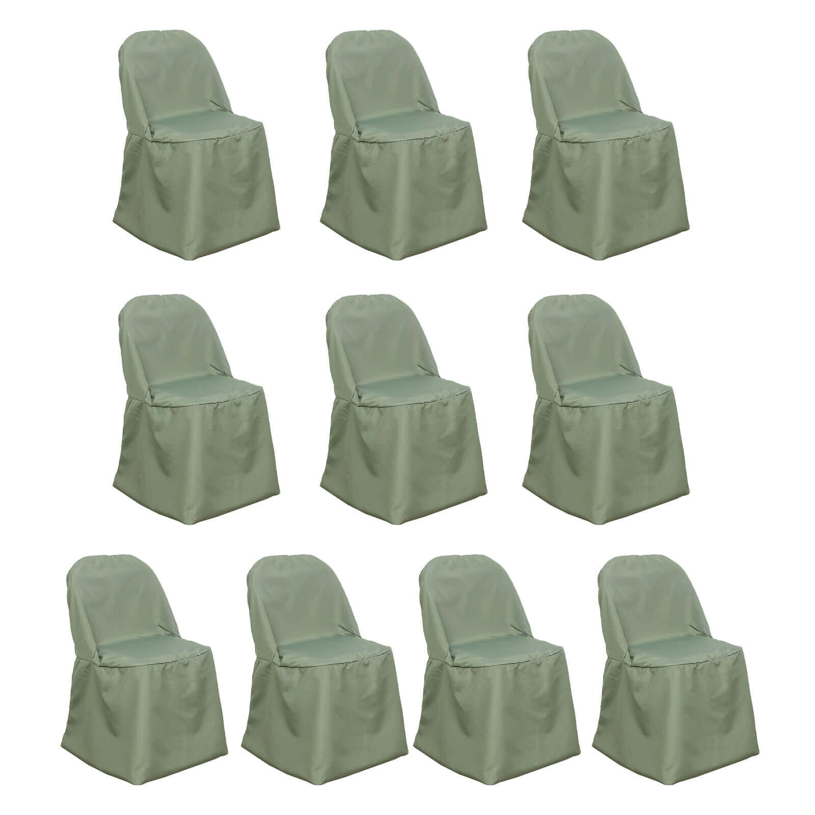 Hot Deal! 10-Piece Polyester Slip-On Chair Covers in Dusty Sage Green - Wrinkle & Stain Resistant