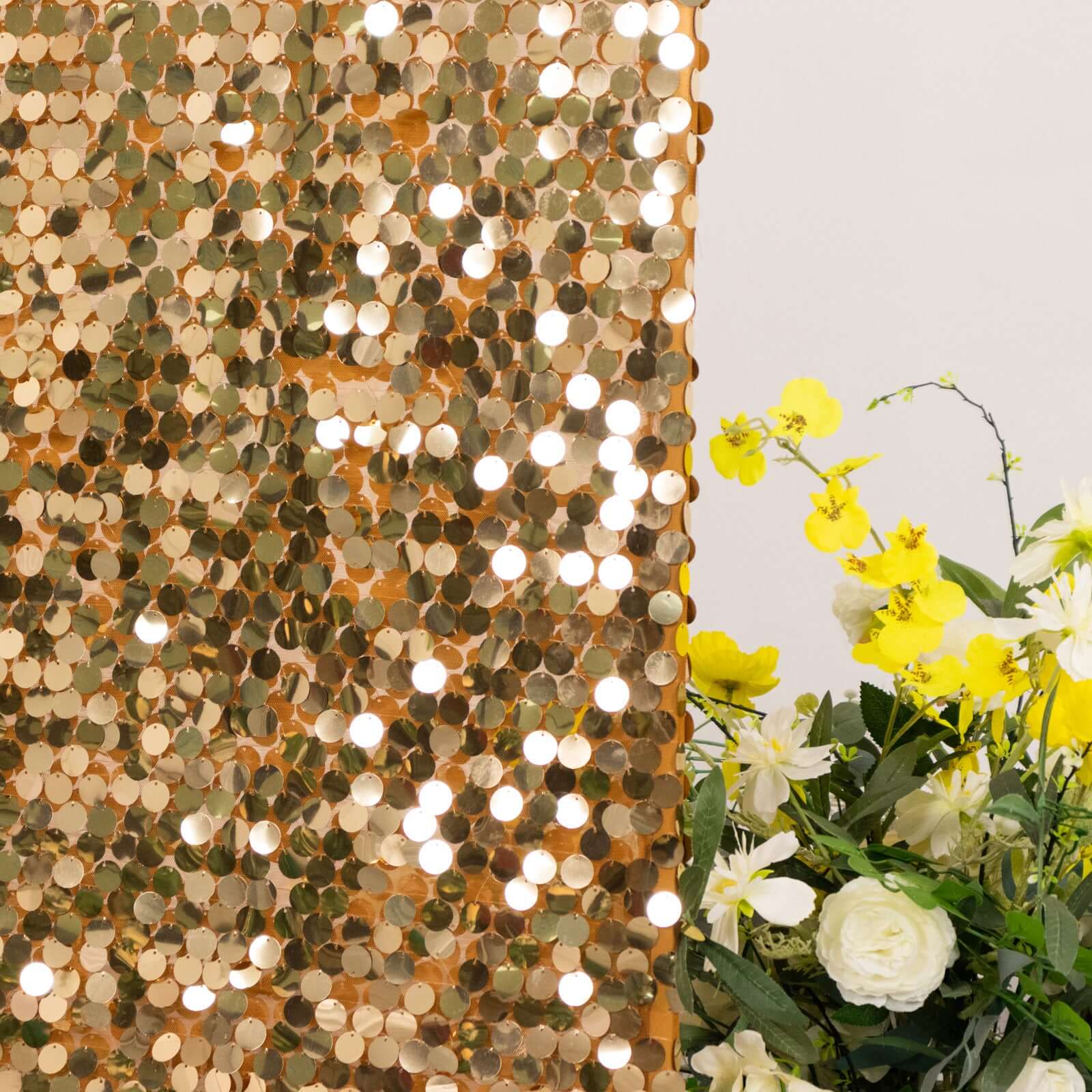 7ft Gold Double-Sided Payette Sequin Chiara Wedding Arch Cover for Half Moon Backdrop Stand - Great Deal!
