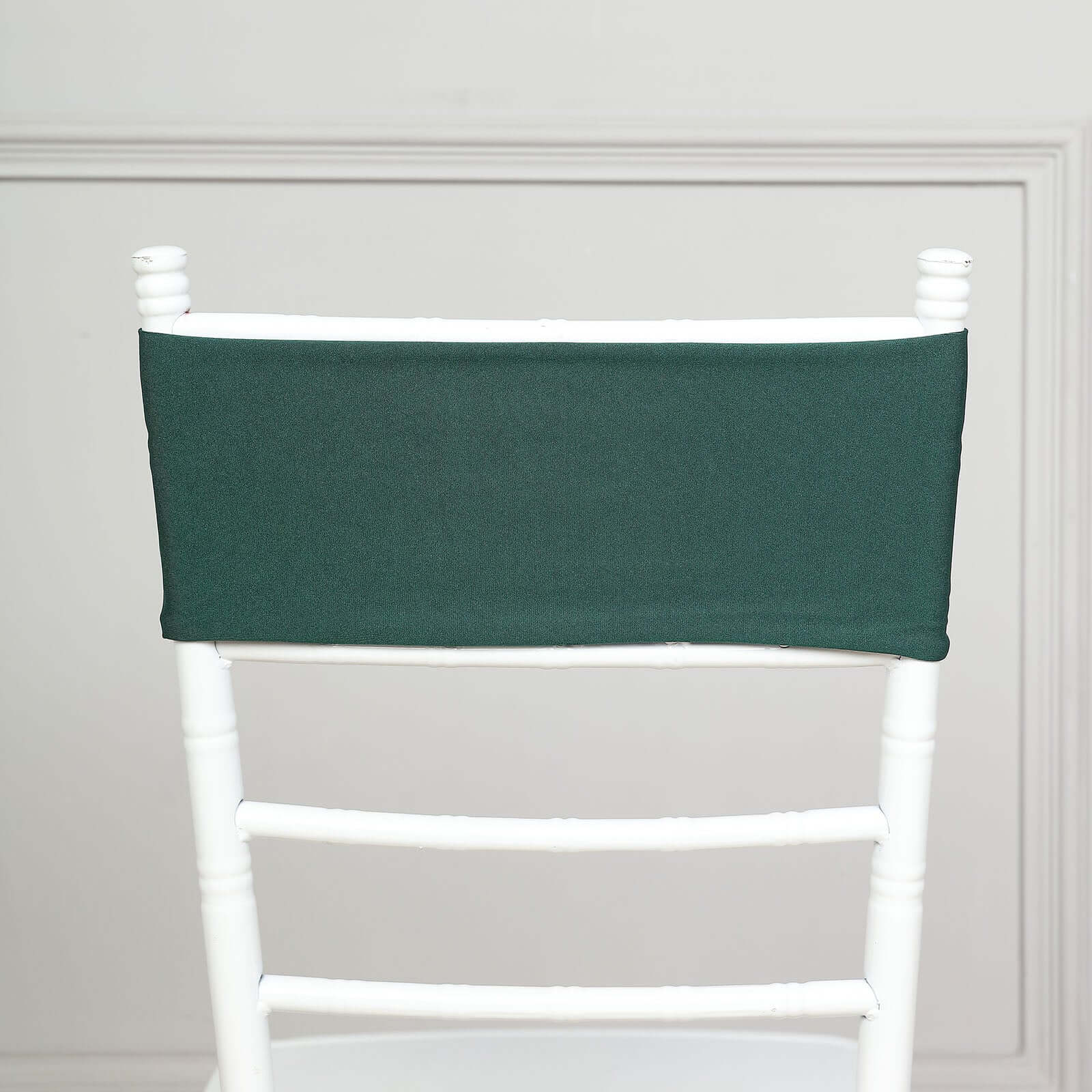 5-Pack Hunter Emerald Green Stretch Spandex Chair Sashes - Heavy Duty for Events