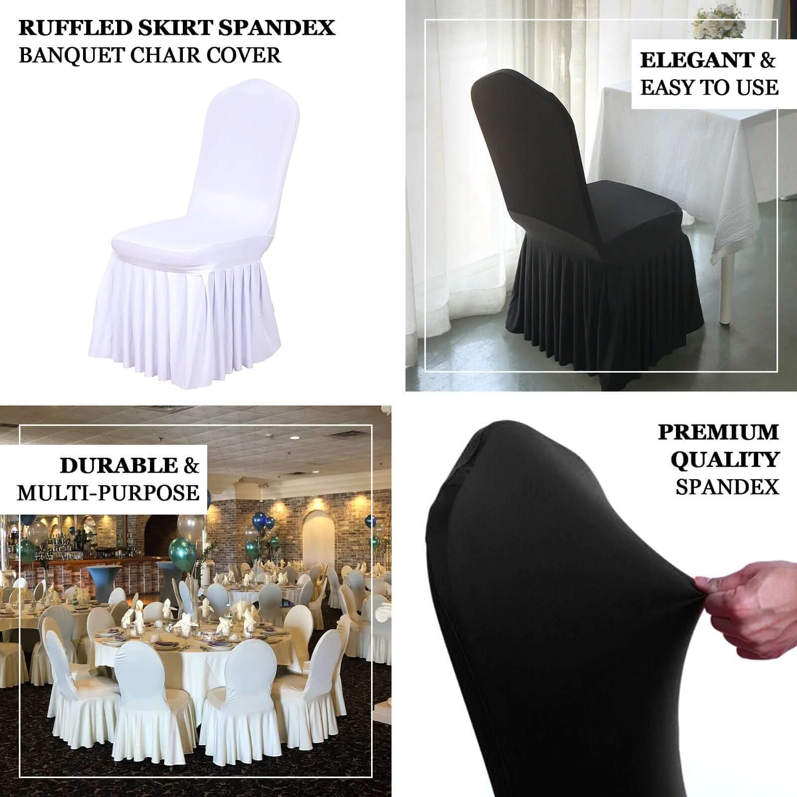 Hot Deal! Red Spandex Stretch Chair Cover with Ruffle Pleated Skirt for Banquet Chairs (1-Piece)