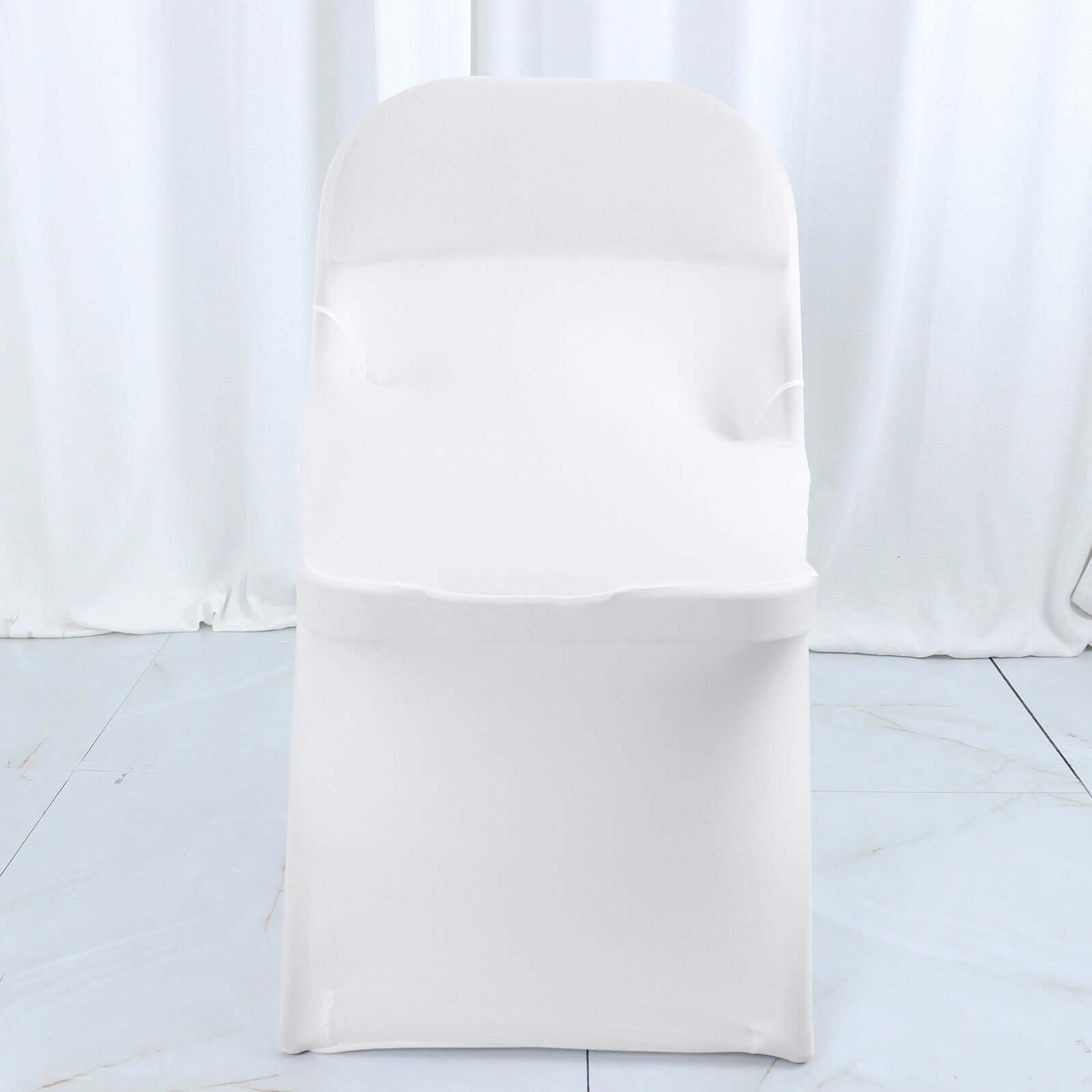 Premium White Spandex Slipcover for Folding Chairs with Satin Rosette Design - Ideal for Classy Events