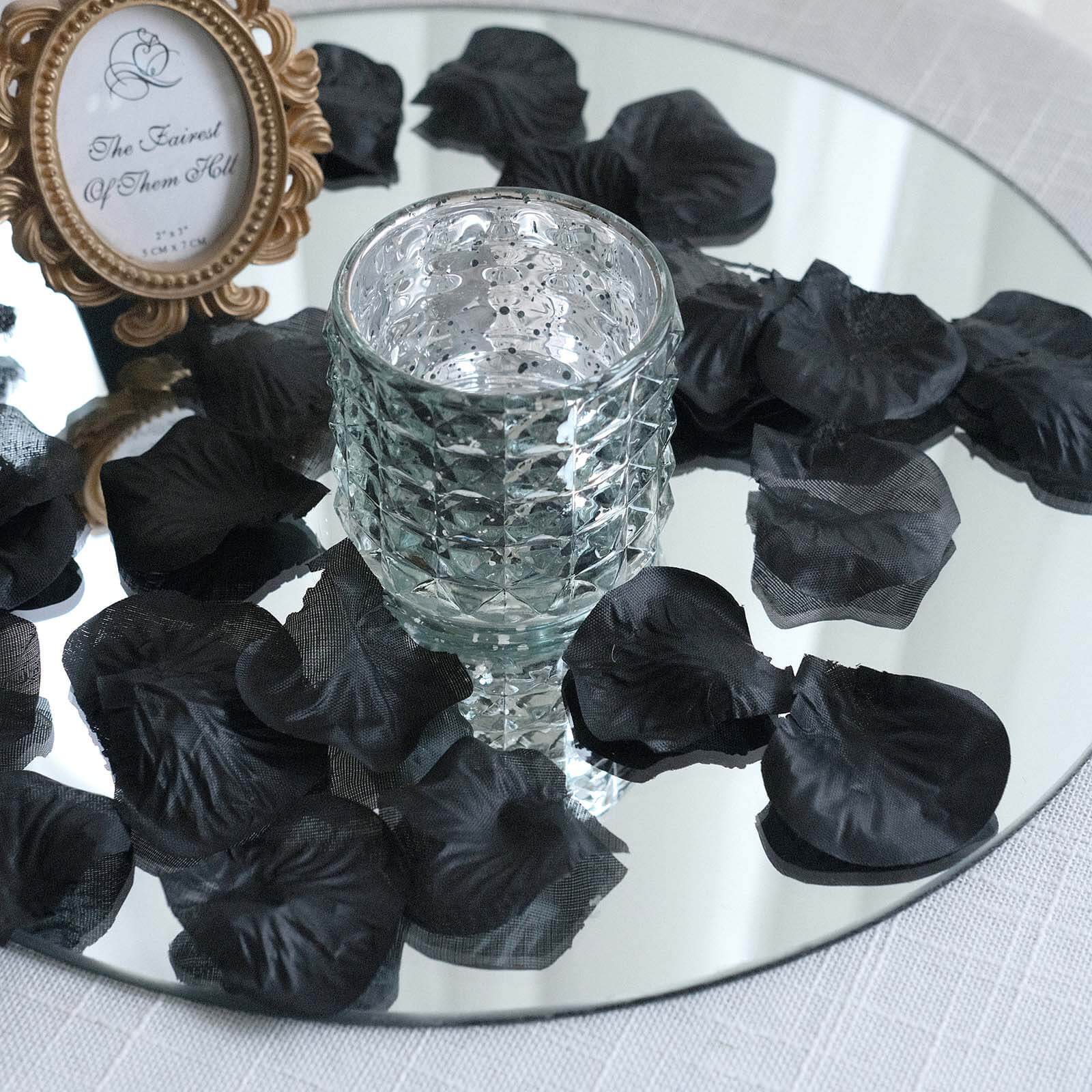 500-Pack Black Silk Rose Petal Confetti - Ideal for Table and Floor Decor
