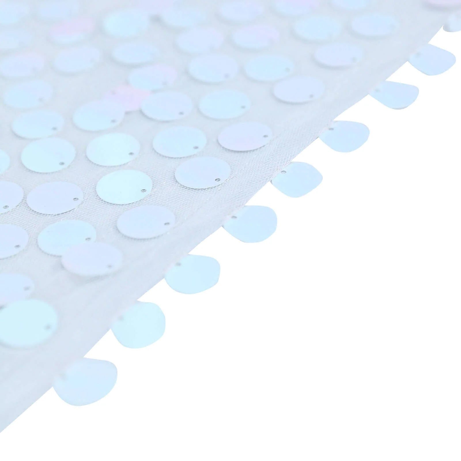 120-Inch Seamless Iridescent Blue Round Sequin Tablecloth for Big Payette Tables