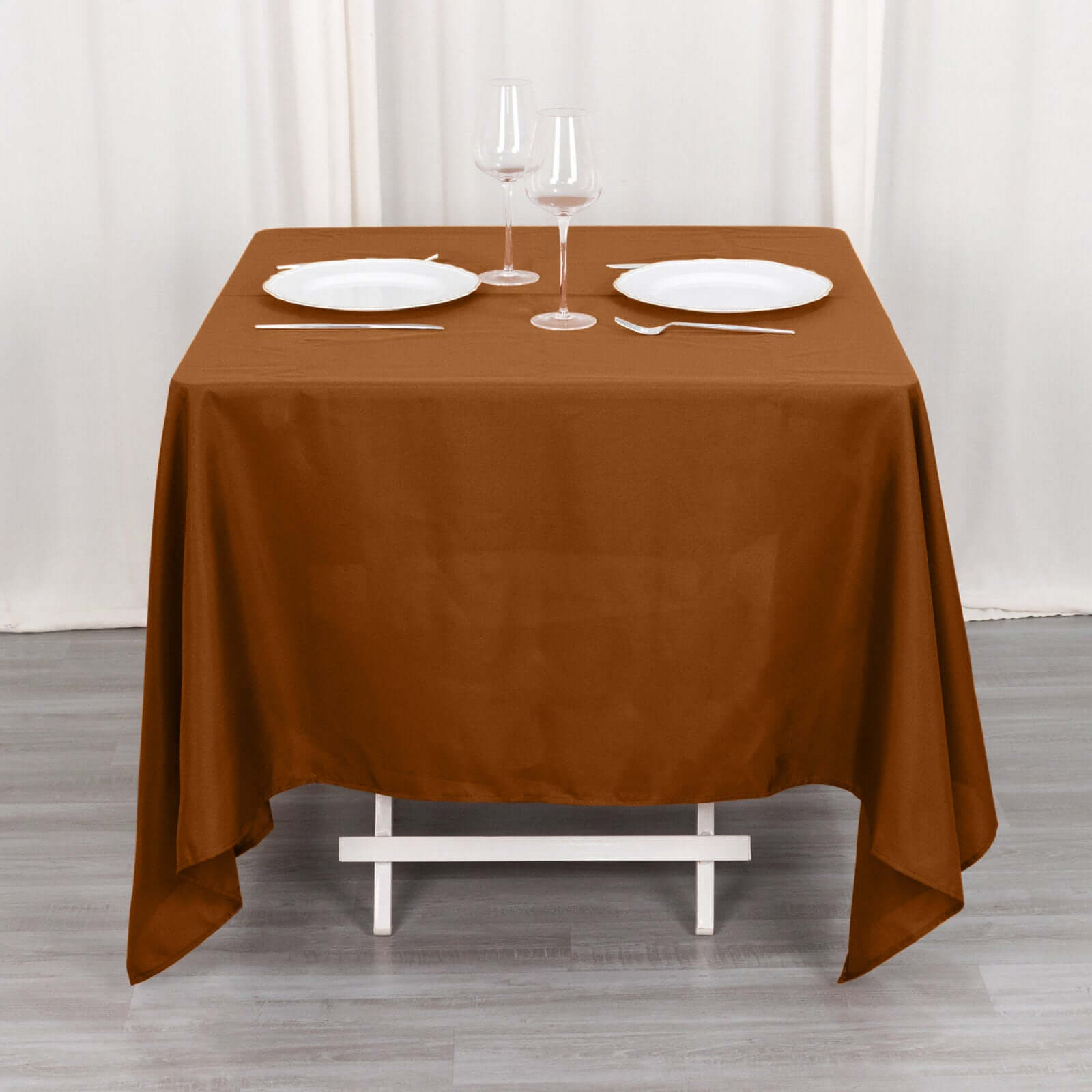 Wrinkle-Resistant & Durable 70x70 Polyester Tablecloth in Cinnamon Brown - Ideal for Events