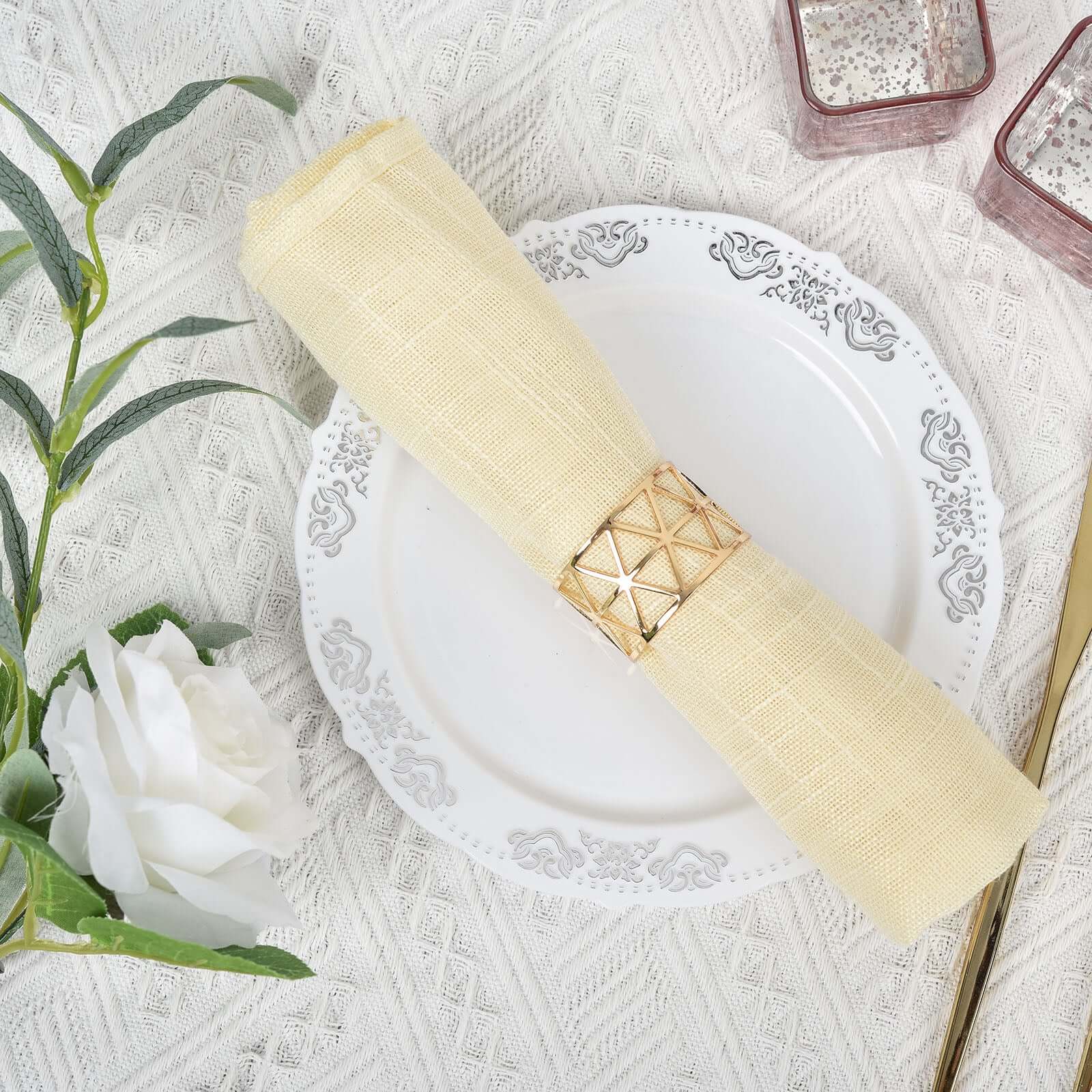 5-Piece Set of Stunning Metallic Gold Geometric Paper Napkin Rings