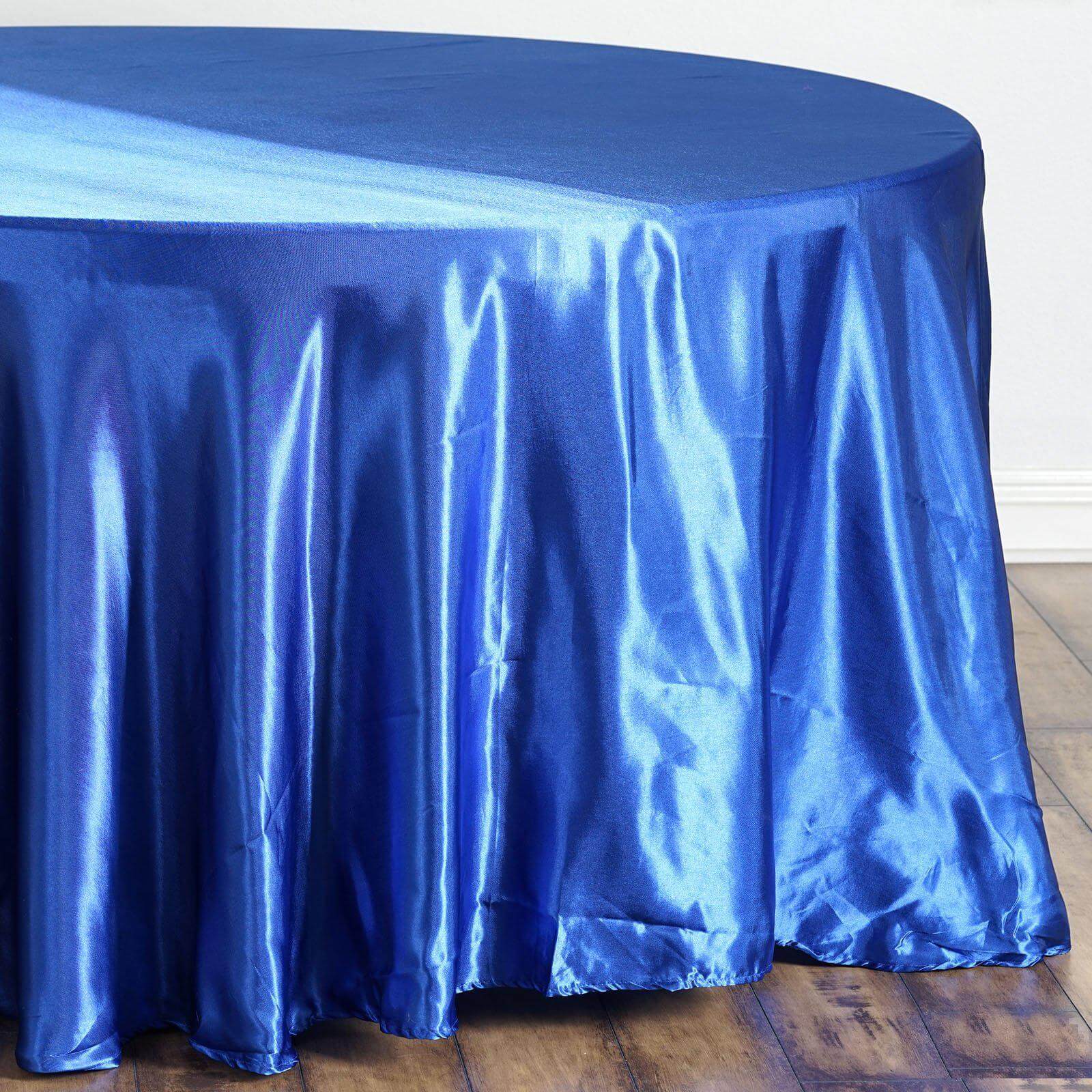 Royal Blue Satin 108-Inch Round Tablecloth - Smooth, Lustrous, and Ideal for Events