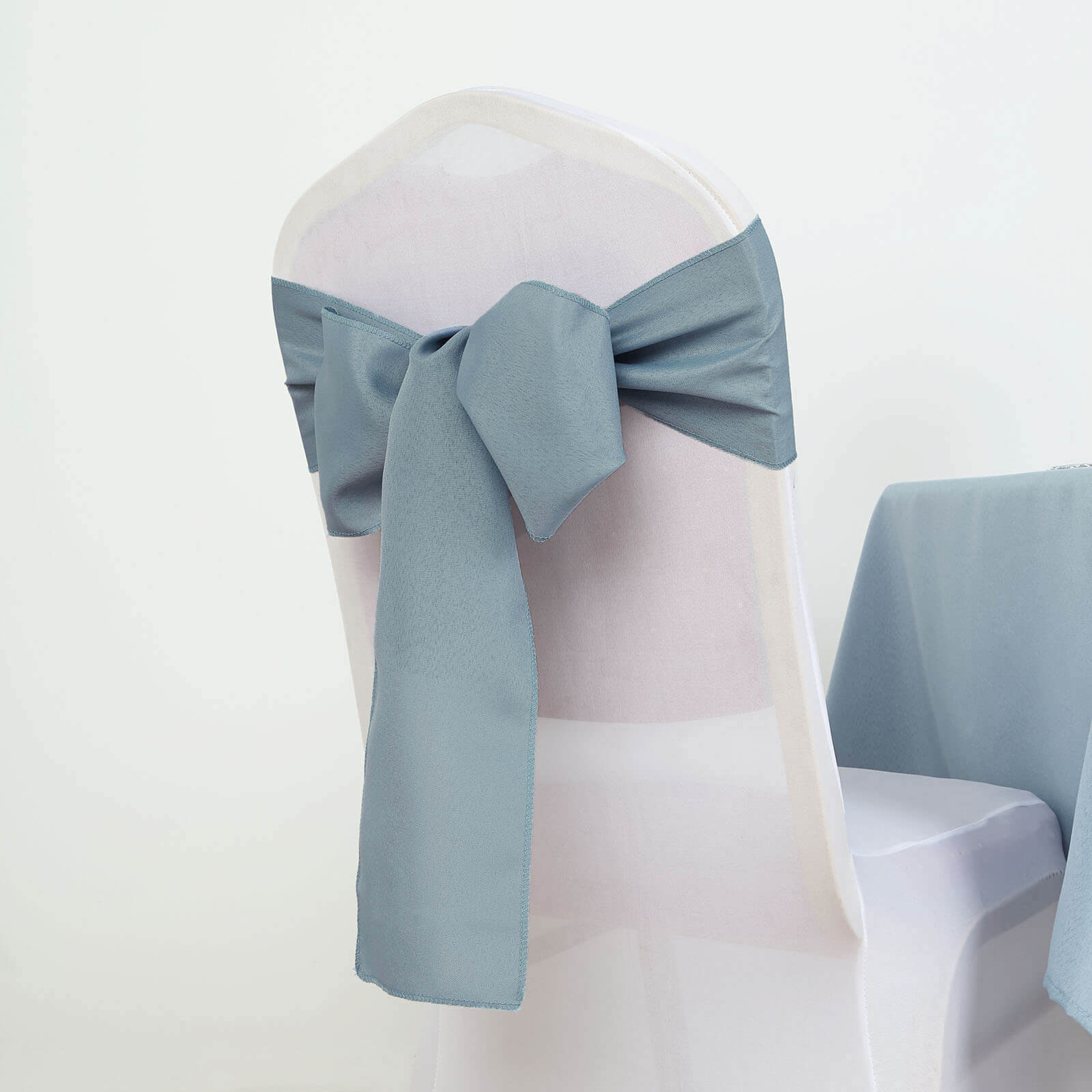 5-Piece Dusty Blue Polyester Chair Sashes, 6x108 Inches