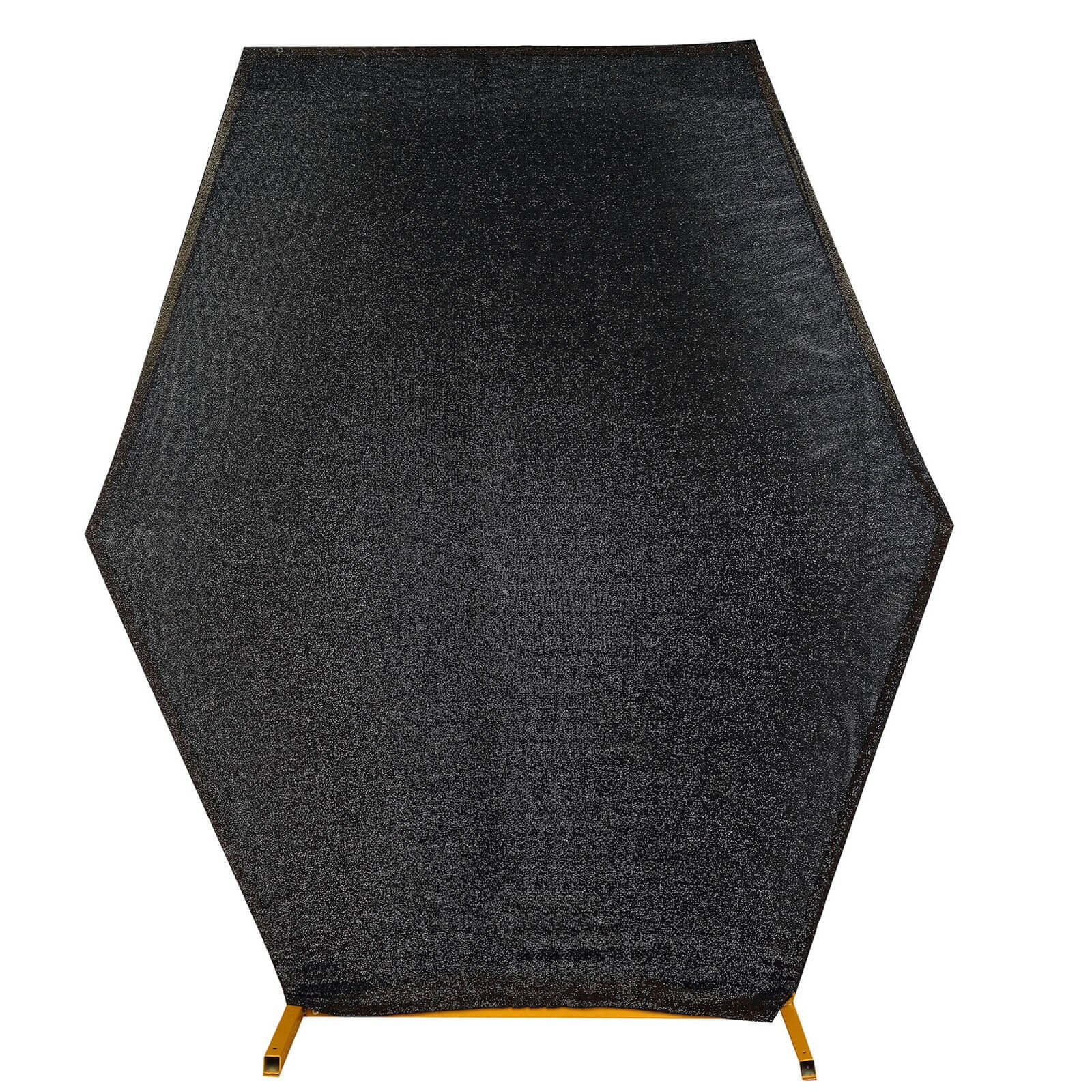 8ft x 7ft Double-Sided Black Metallic Shimmer Tinsel Spandex Hexagon Wedding Arbor Backdrop