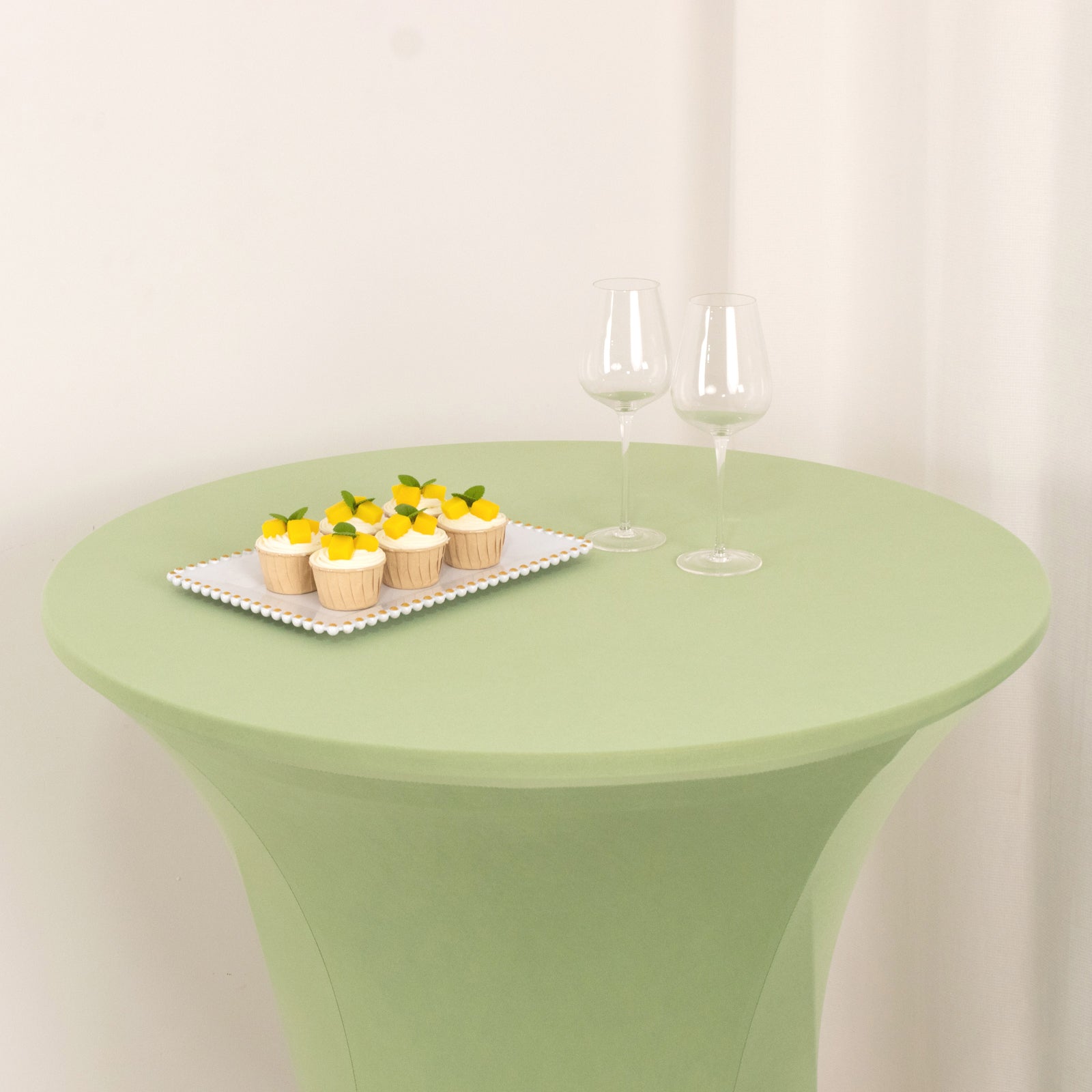 Sage Green Stretch Spandex Fitted Cocktail Table Cover for 33 - 36 Round Tables
