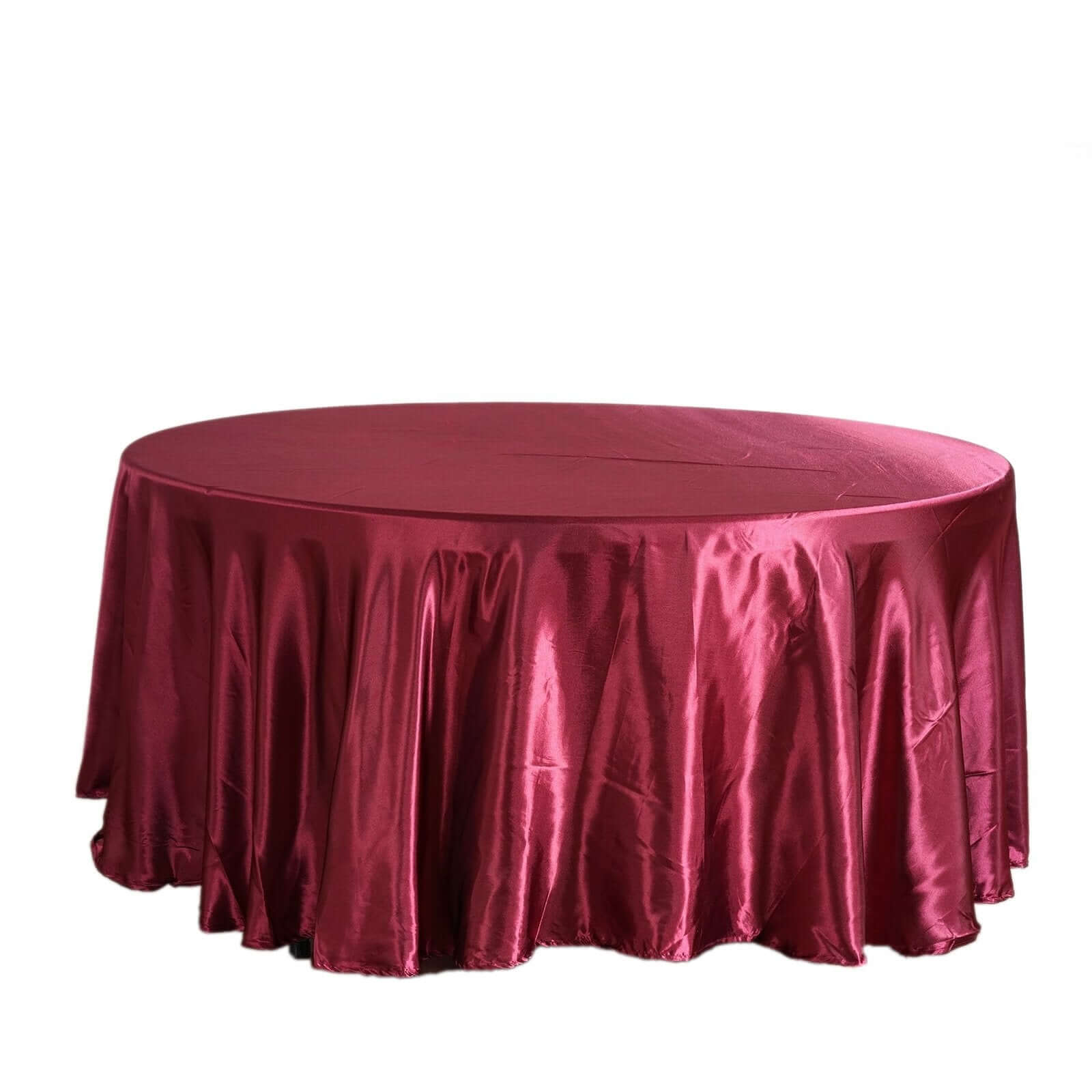 Hot Sale! Burgundy Satin 108-Inch Round Tablecloth - Smooth and Lustrous Table Cover