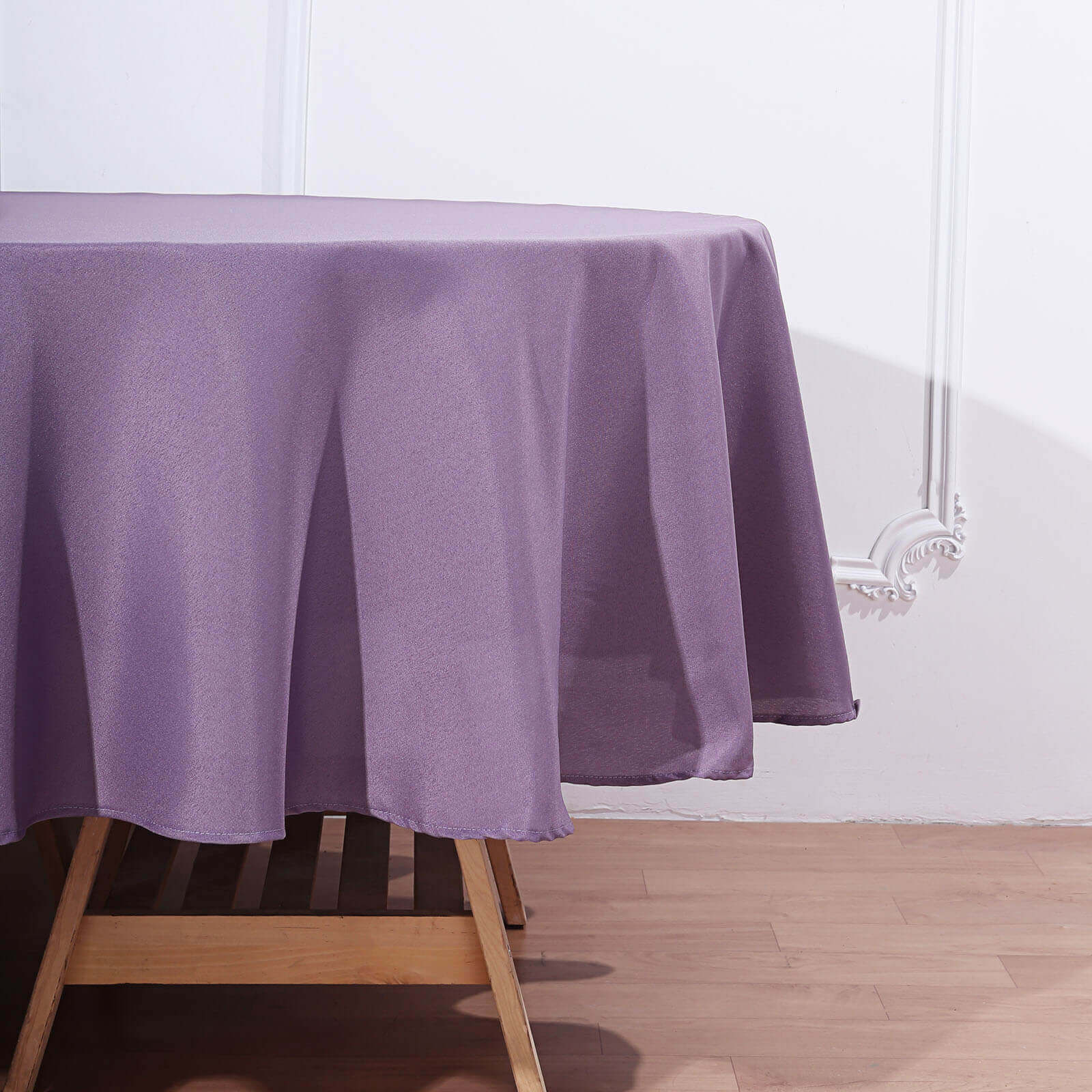 Stain & Wrinkle-Resistant 90' Round Violet Amethyst Polyester Tablecloth