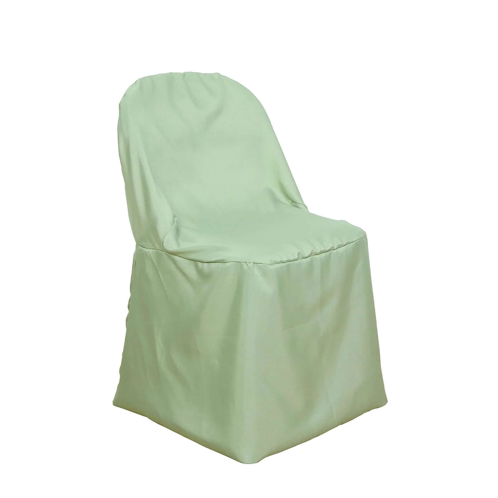 Get 10-Pack Sage Green Polyester Wrinkle-Free Slip-On Chair Covers for Folding Chairs