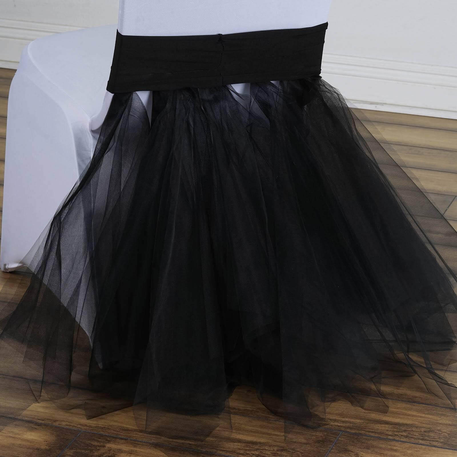 Black Spandex Tutu - Style Chair Cover Skirt Ideal for Formal Wedding Events