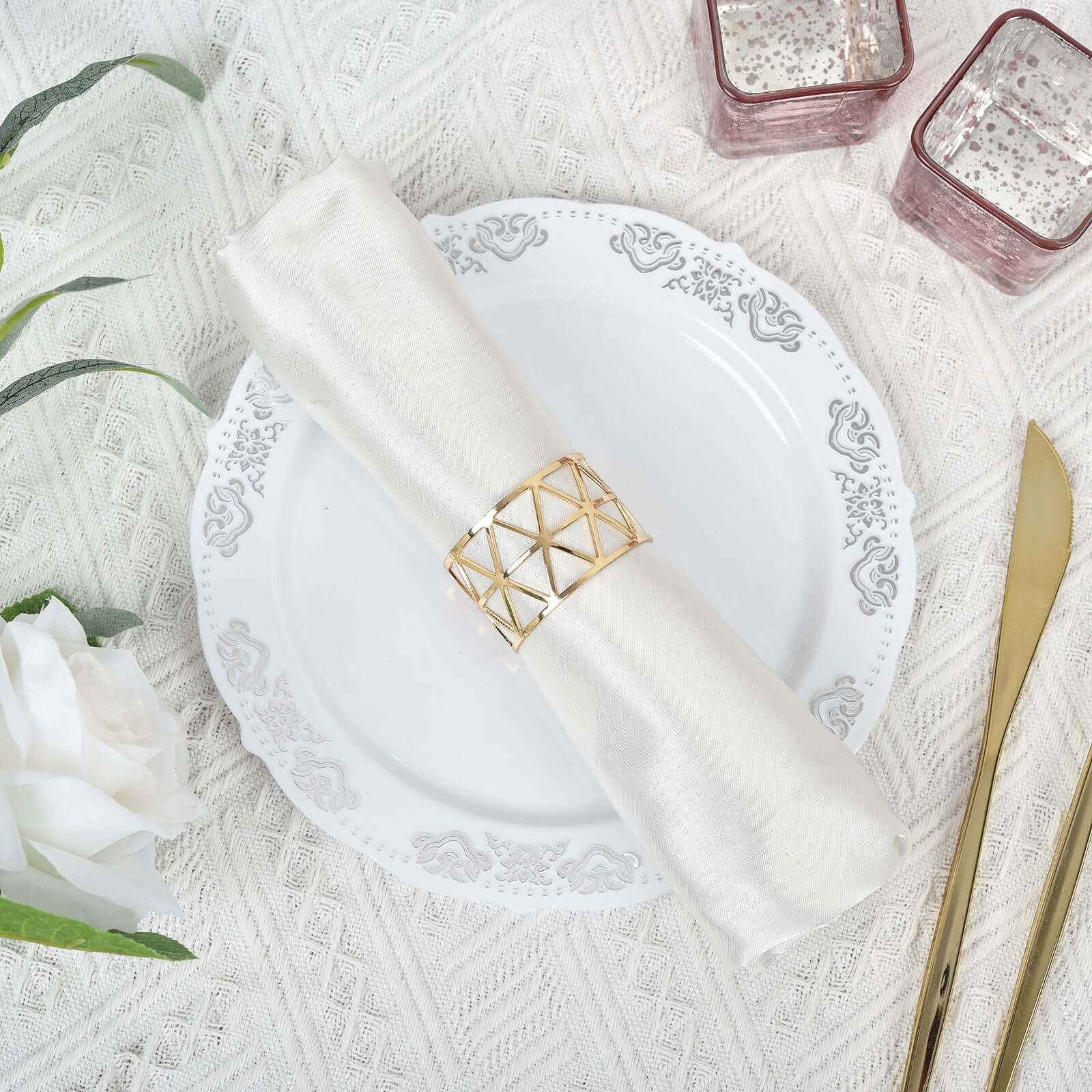 5-Piece Set of Stunning Metallic Gold Geometric Paper Napkin Rings