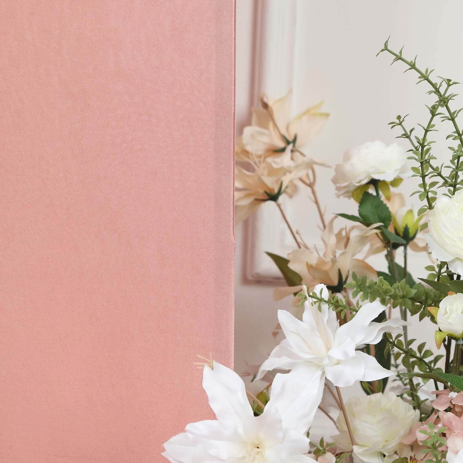 Custom-Fitted 6ft Matte Dusty Rose Spandex Half Moon Chiara Wedding Arch Backdrop Cover