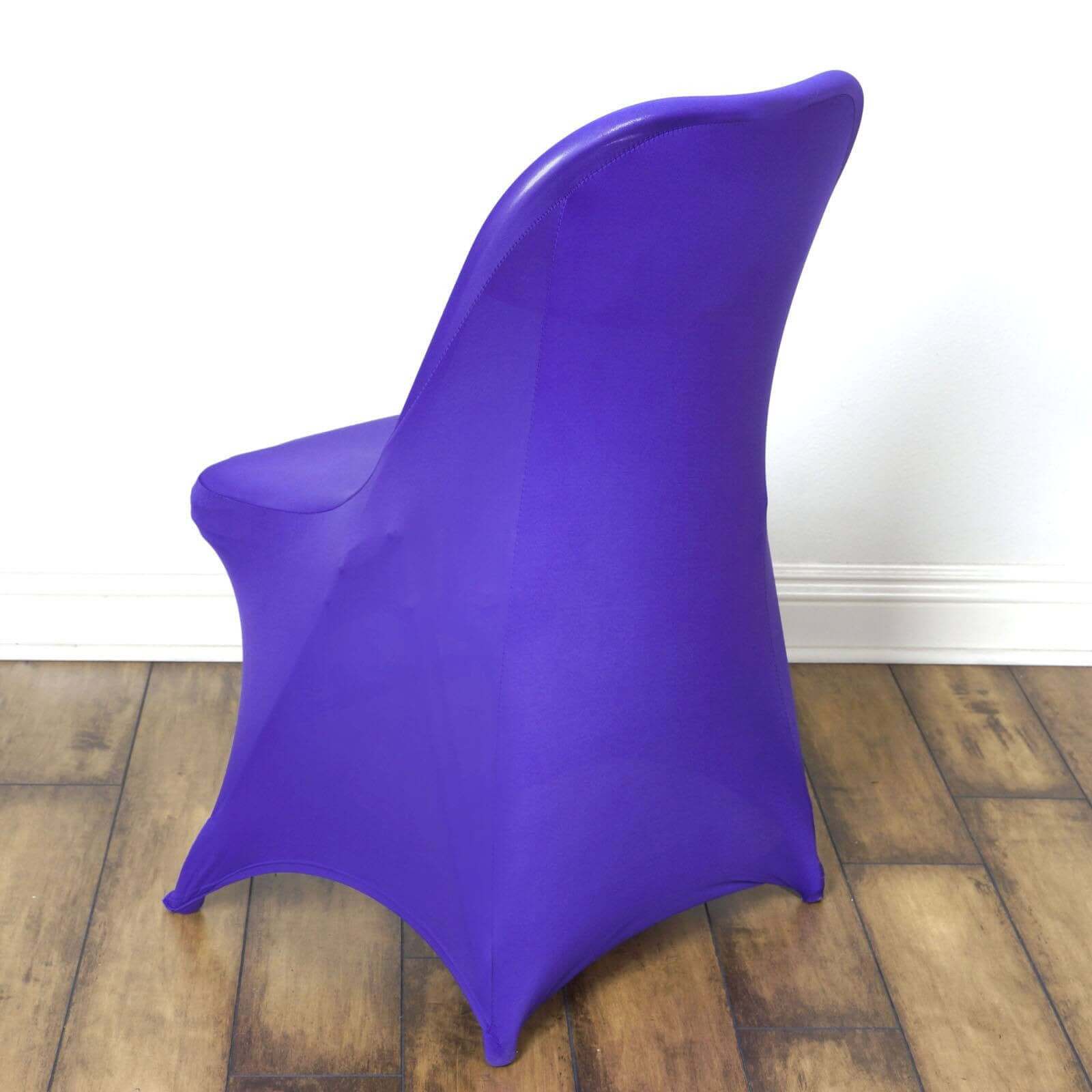 Purple Reusable & Wrinkle-Resistant 160GSM Spandex Stretch Chair Cover for Folding Chairs