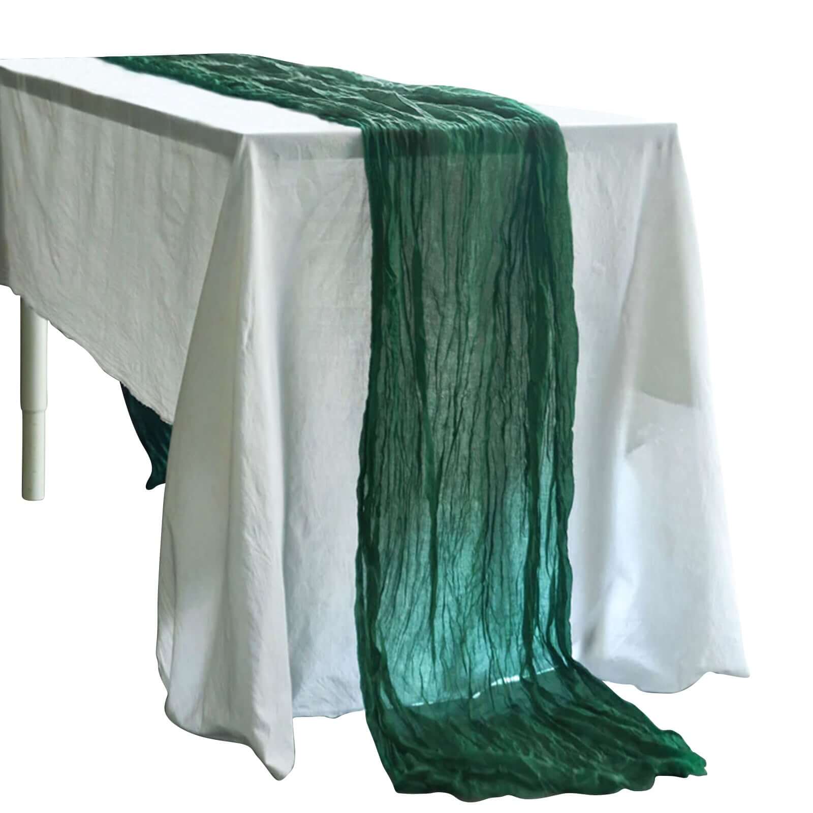 Hot Sale! 10ft Hunter Emerald Green Gauze Cheesecloth Table Runner - Rustic Boho Style