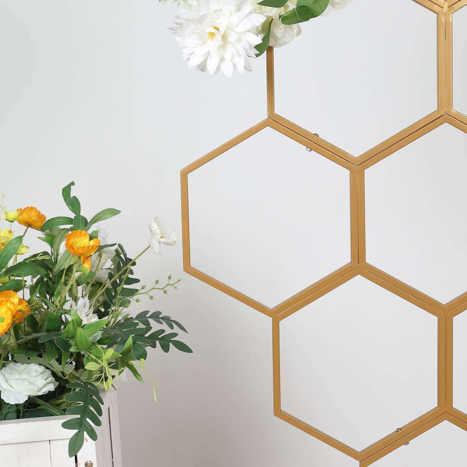 6ft Gold Metal Honeycomb Floor Standing Wedding & Party Flower Frame Backdrop Stand