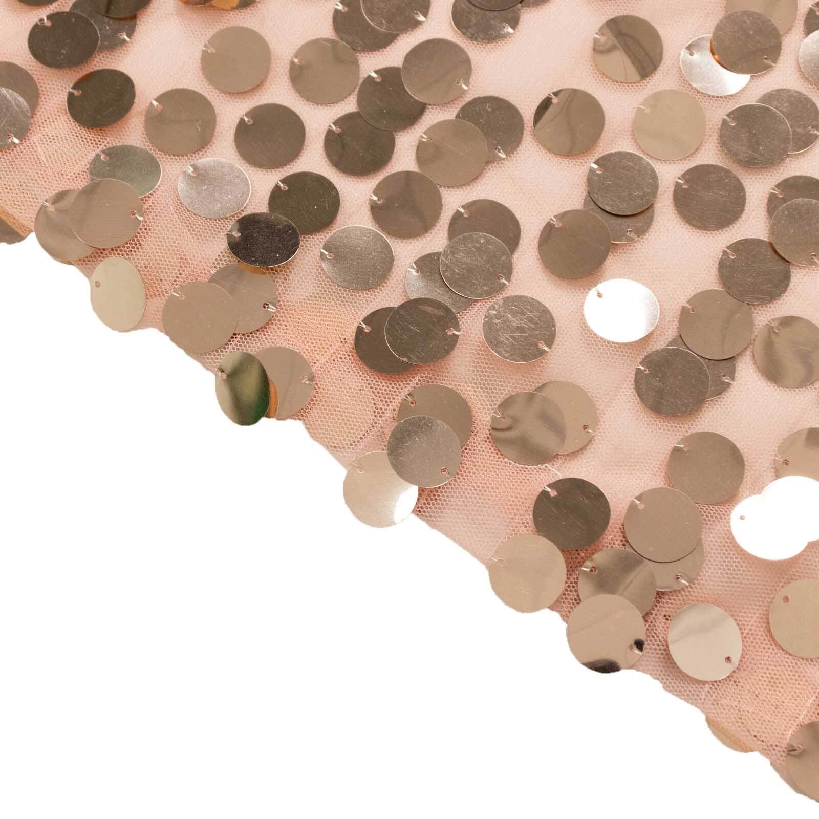 5ft Sparkly Rose Gold Payette Sequin Fitted Cover for Round - Top Wedding Arch Stand