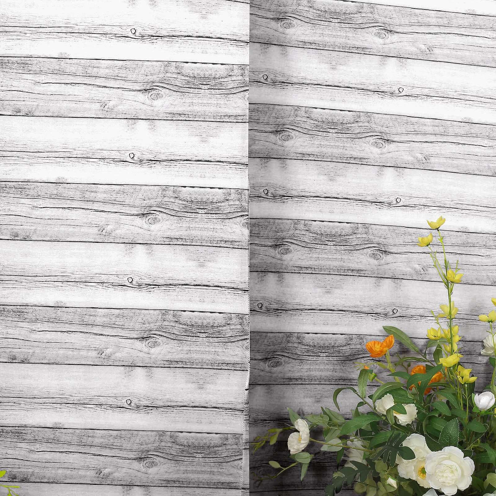 Special Offer! Set of 3 White Rustic Wood Pattern Spandex Covers for Round Top Chiara Wedding Arch Backdrops - 5ft, 6ft, 7ft